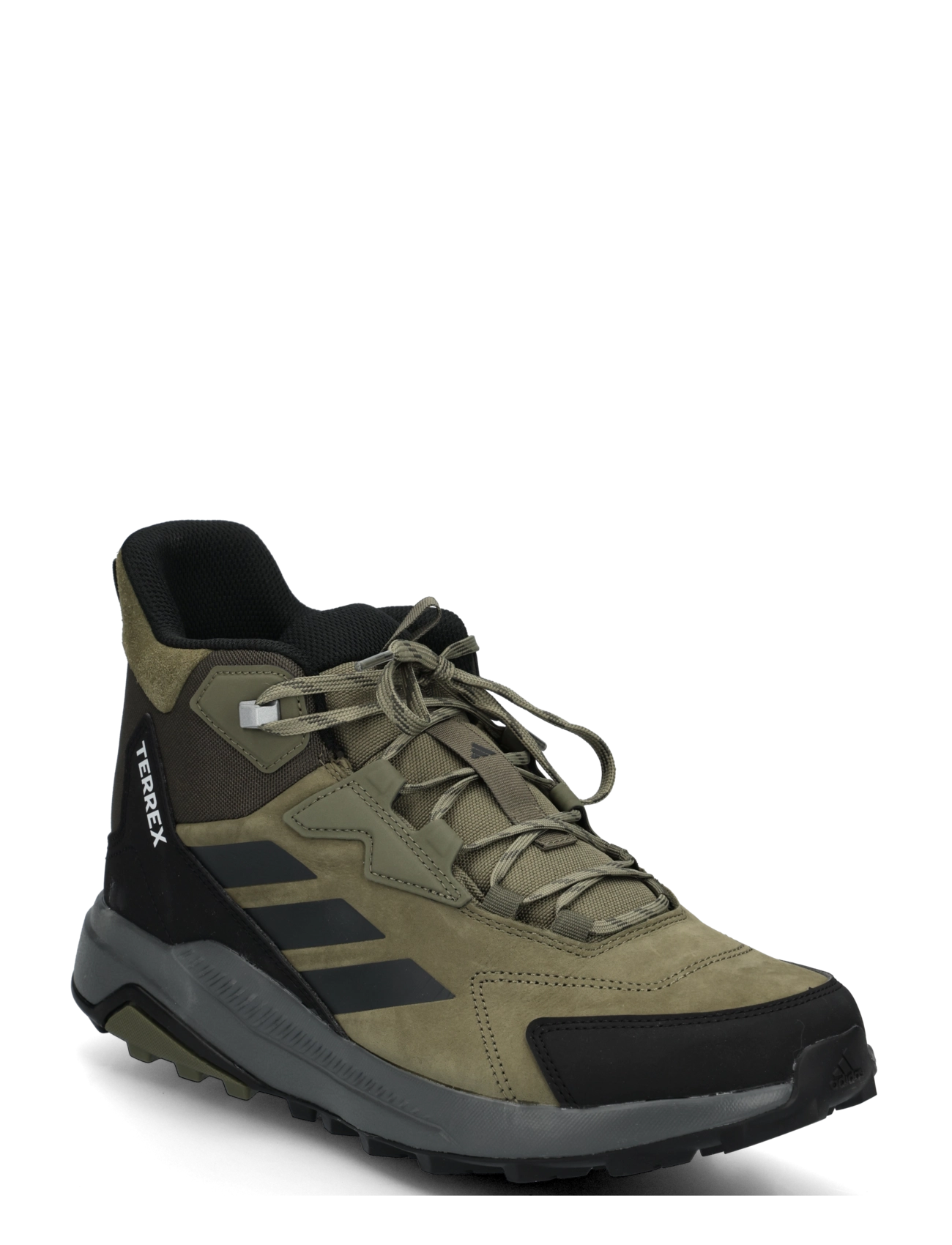 adidas Terrex TERREX ANYLANDER MID LEA - Hiking shoes - OLISTR/CARBON/CBLACK / khaki/green