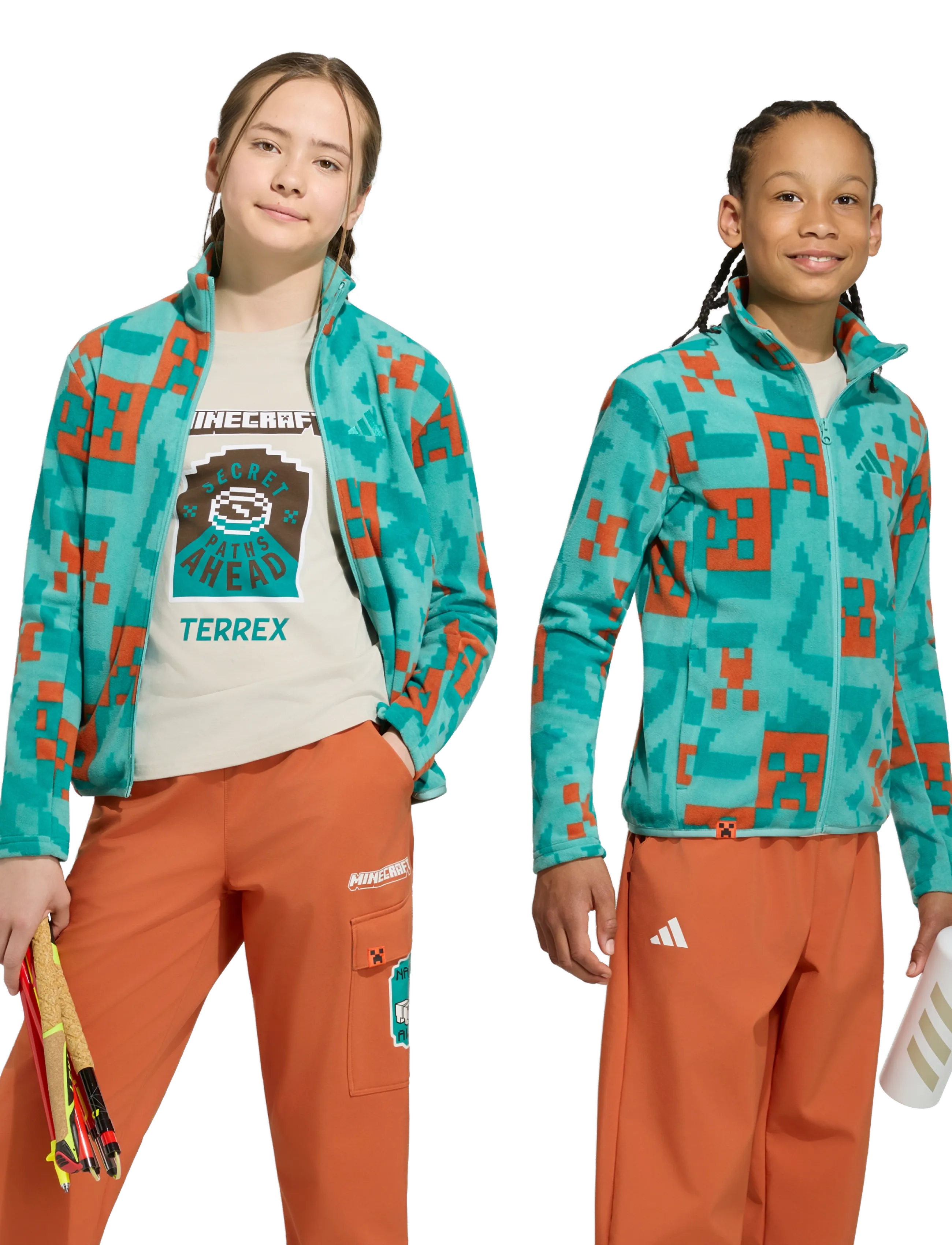 adidas Terrex - K MC MT FZ FLE - fleecejackor - stfaoc/eqtgrn/foxora - 3