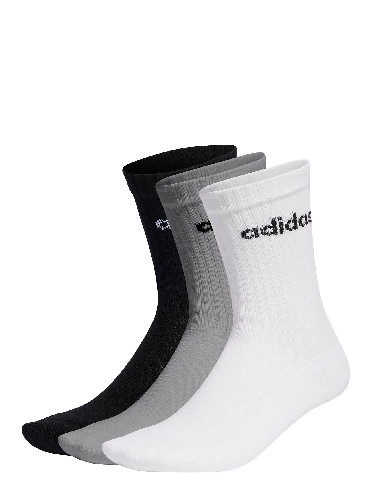 adidas Linear Crew Sock Cushiones Socks 3 Pair Pack, sokker, unisex MEDIUM GREY HEATHER/