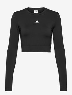 adidas AEROKNIT Seamless Fitted Cropped Long-Sleeve Top, adidas Performance