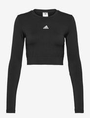 adidas Performance - adidas AEROKNIT Seamless Fitted Cropped Long-Sleeve Top - laveste priser - black/white - 0