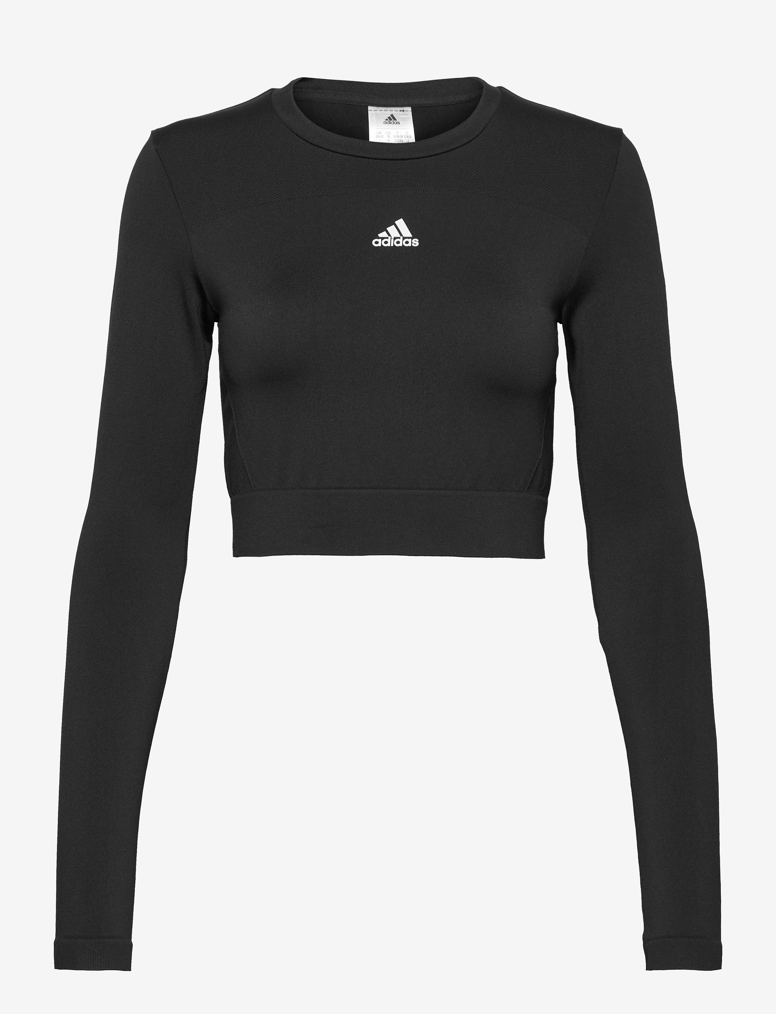 adidas Performance adidas AEROKNIT Seamless Fitted Cropped Long-Sleeve Top - adidas Performance - BLACK/WHITE / black