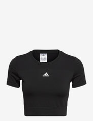 AEROKNIT Seamless Fitted Cropped Tee W - BLACK/WHITE