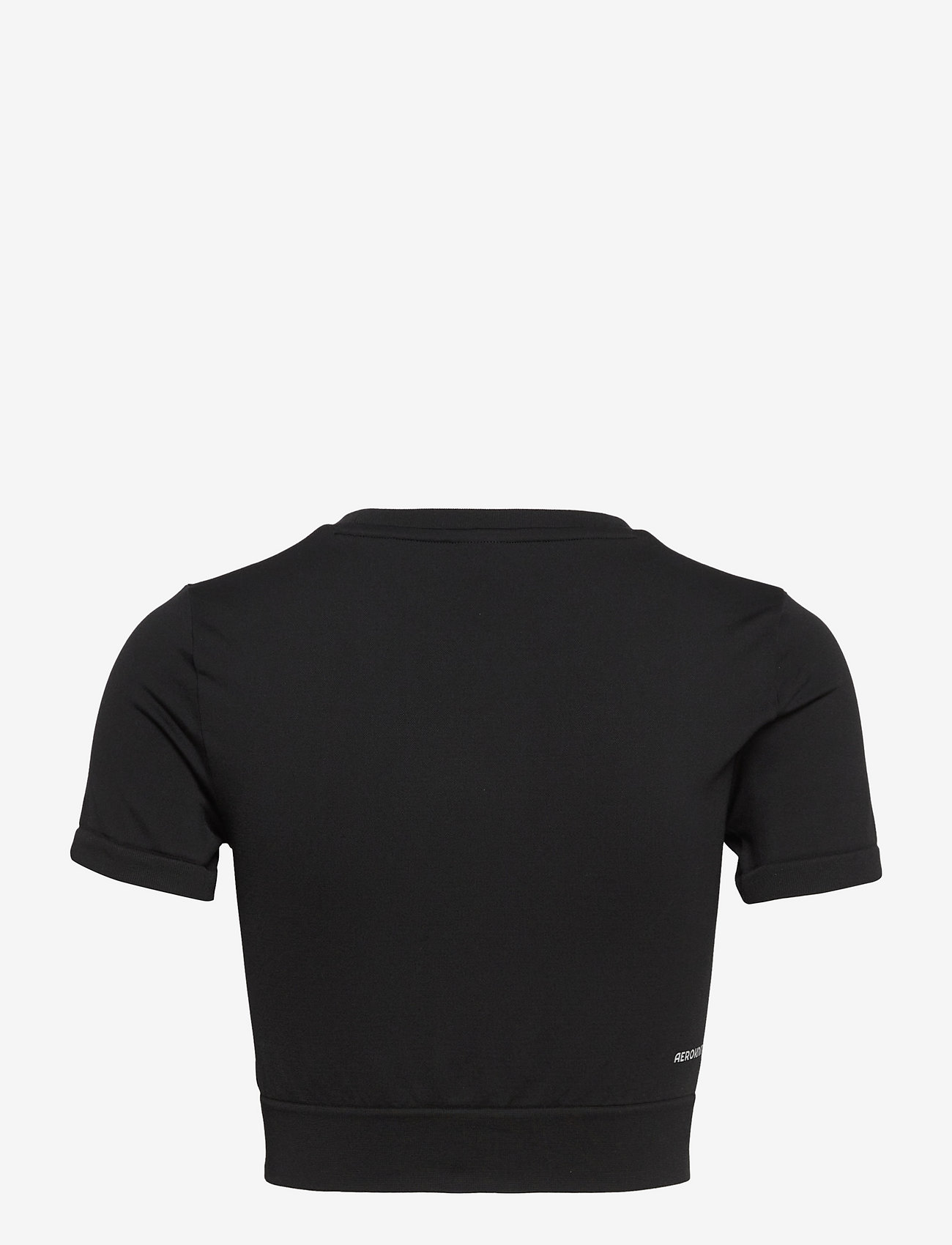 adidas Performance - AEROKNIT Seamless Fitted Cropped Tee W - navel shirts - black/white - 1