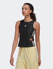 adidas Performance - Hyperglam Fitted Tank Top With Cutout Detail - zemākās cenas - black/white - 7