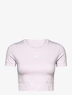 AEROKNIT Seamless Fitted Cropped Tee W - ALMPNK/WHITE