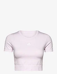 adidas Performance - AEROKNIT Seamless Fitted Cropped Tee W - navel shirts - almpnk/white - 0