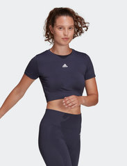adidas Performance - AEROKNIT Seamless Fitted Cropped Tee W - t-shirt & tops - shanav/white - 2