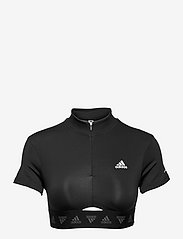 adidas Performance - Hyperglam Crop Zip Tee W - navel shirts - black - 0
