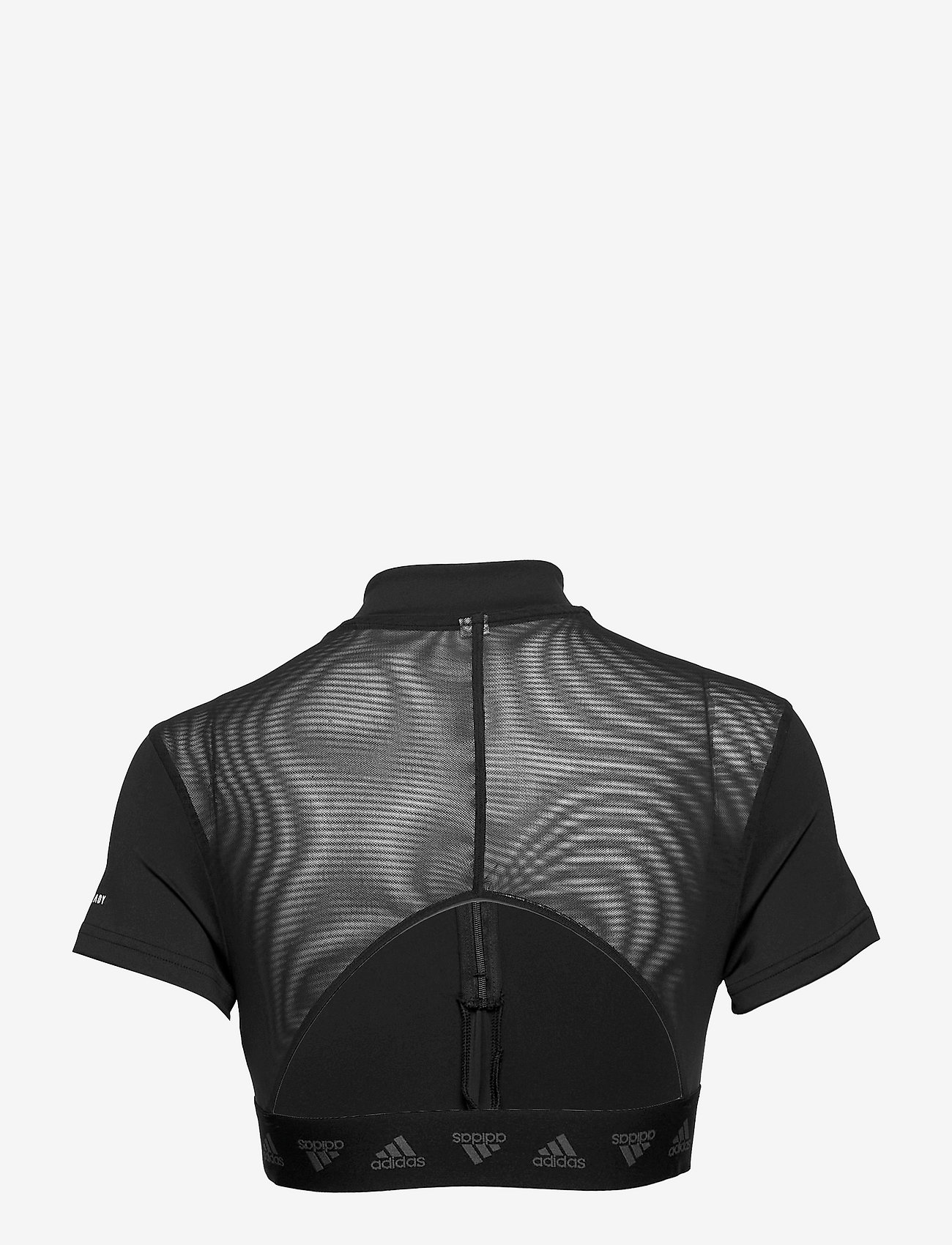 adidas Performance - Hyperglam Crop Zip Tee W - navel shirts - black - 1