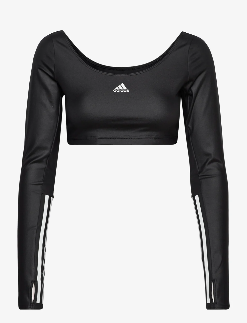 adidas Performance Hyperglam Cut 3 stripes Crop Long Sleeve Tee T shirts Tops Boozt