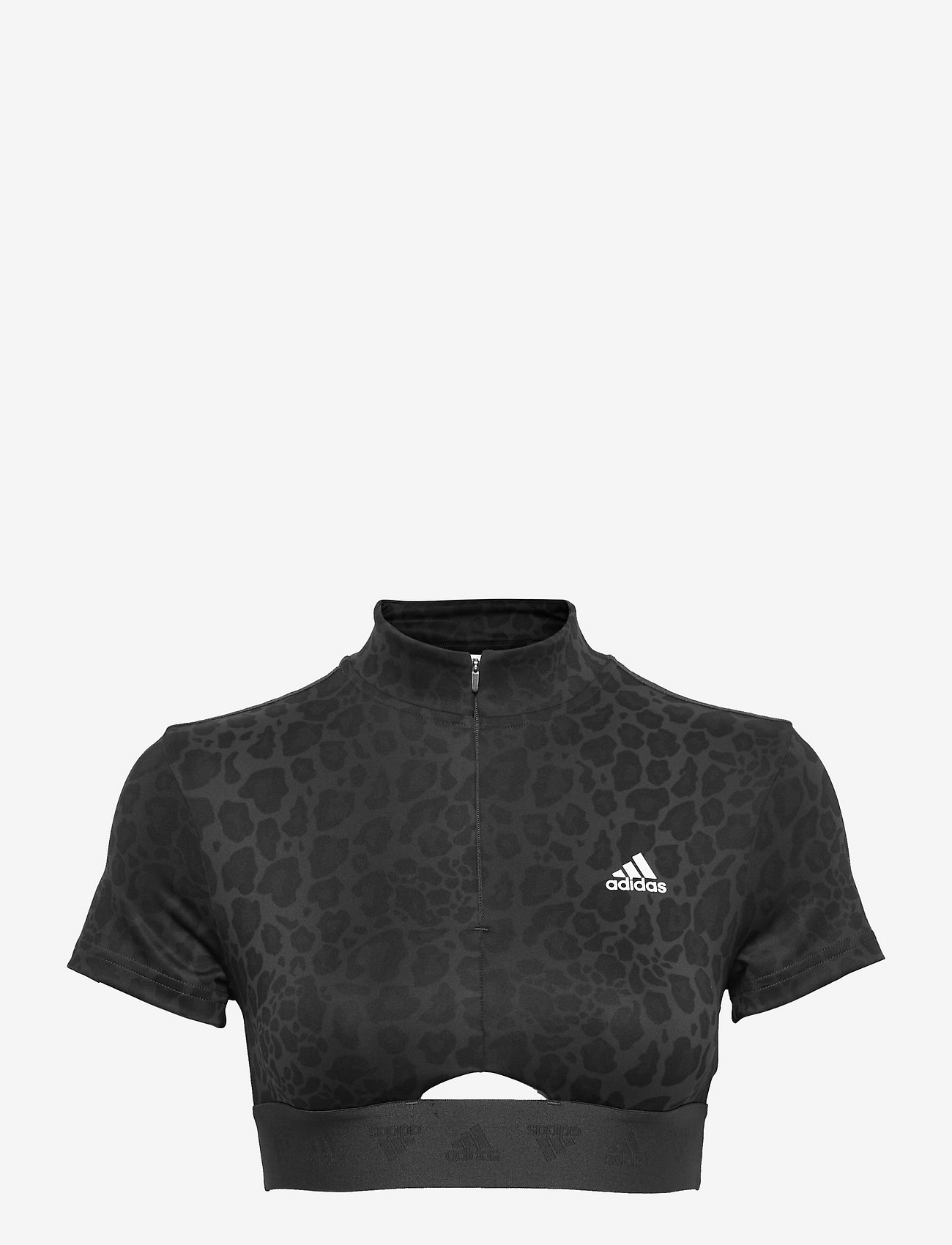 adidas Performance - CROP ZIP TEE - t-shirts & topper - multco/carbon - 0