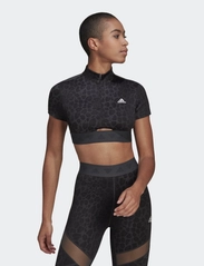 adidas Performance - CROP ZIP TEE - t-shirts & topper - multco/carbon - 2