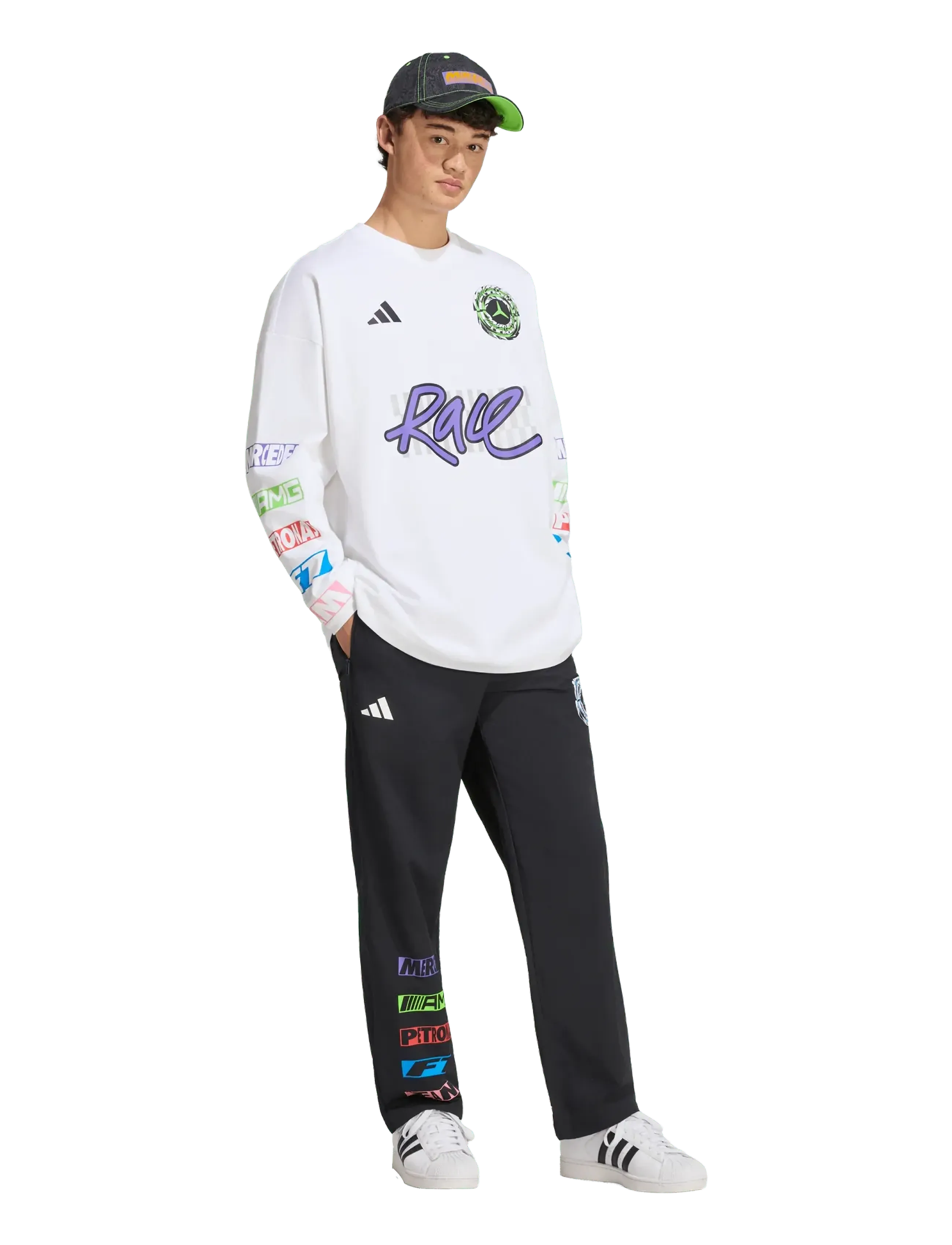 adidas Performance Mercedes Amg Petronas F1 Team Long Sleeved Tee, L, White, Sports Overdele & T-shirts > Sport Long Sleeve Overdele, Dame