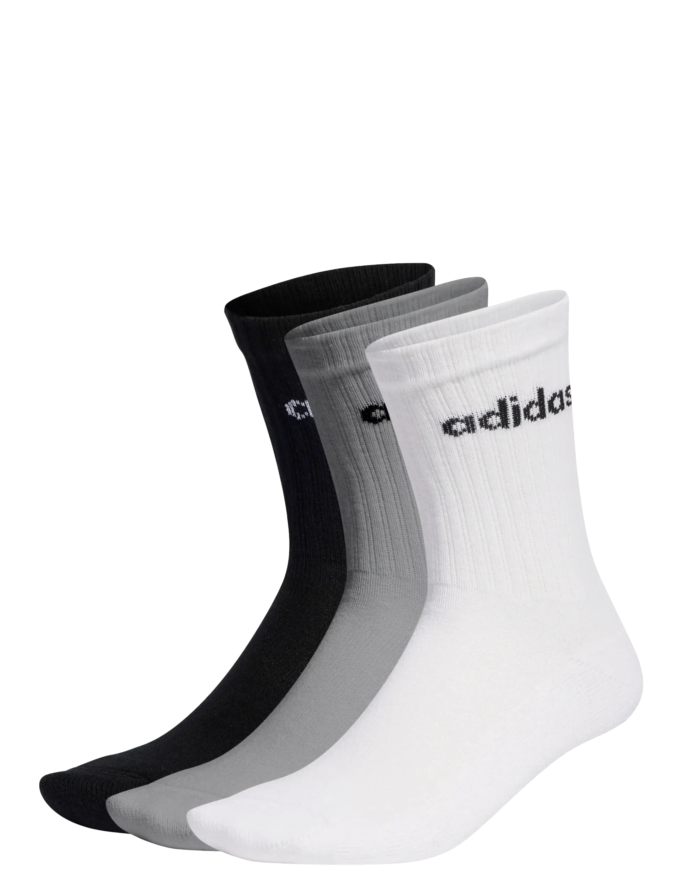 adidas Linear Crew Sock Cushiones Socks 3 Pair Pack, sokker, unisex MEDIUM GREY HEATHER/