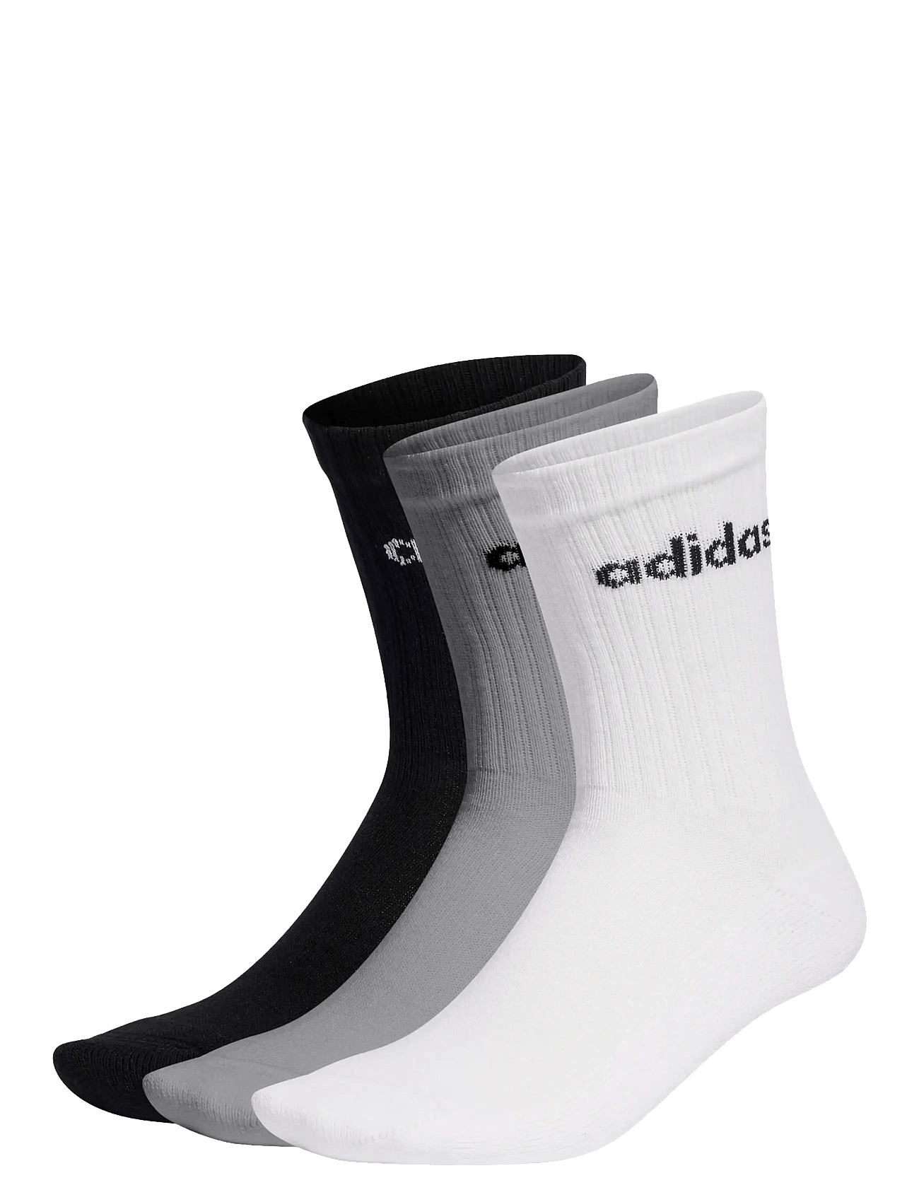 adidas Linear Crew Sock Cushiones Socks 3 Pair Pack, sokker, unisex MEDIUM GREY HEATHER/