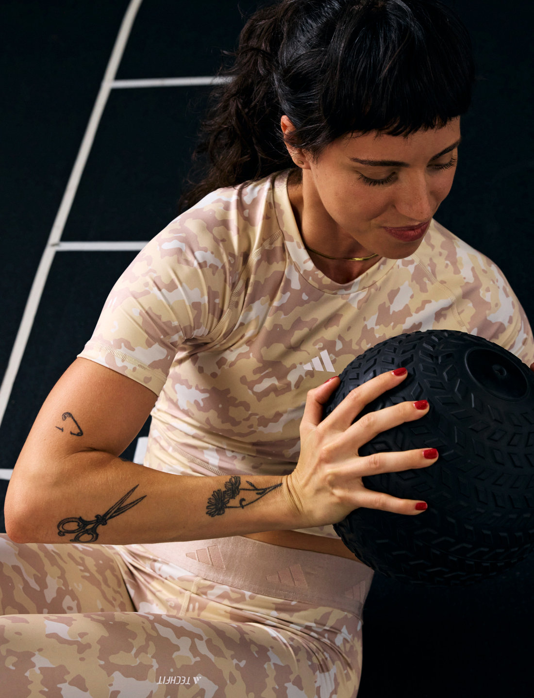 adidas Performance Techfit Camo Print Crop Training T shirt T