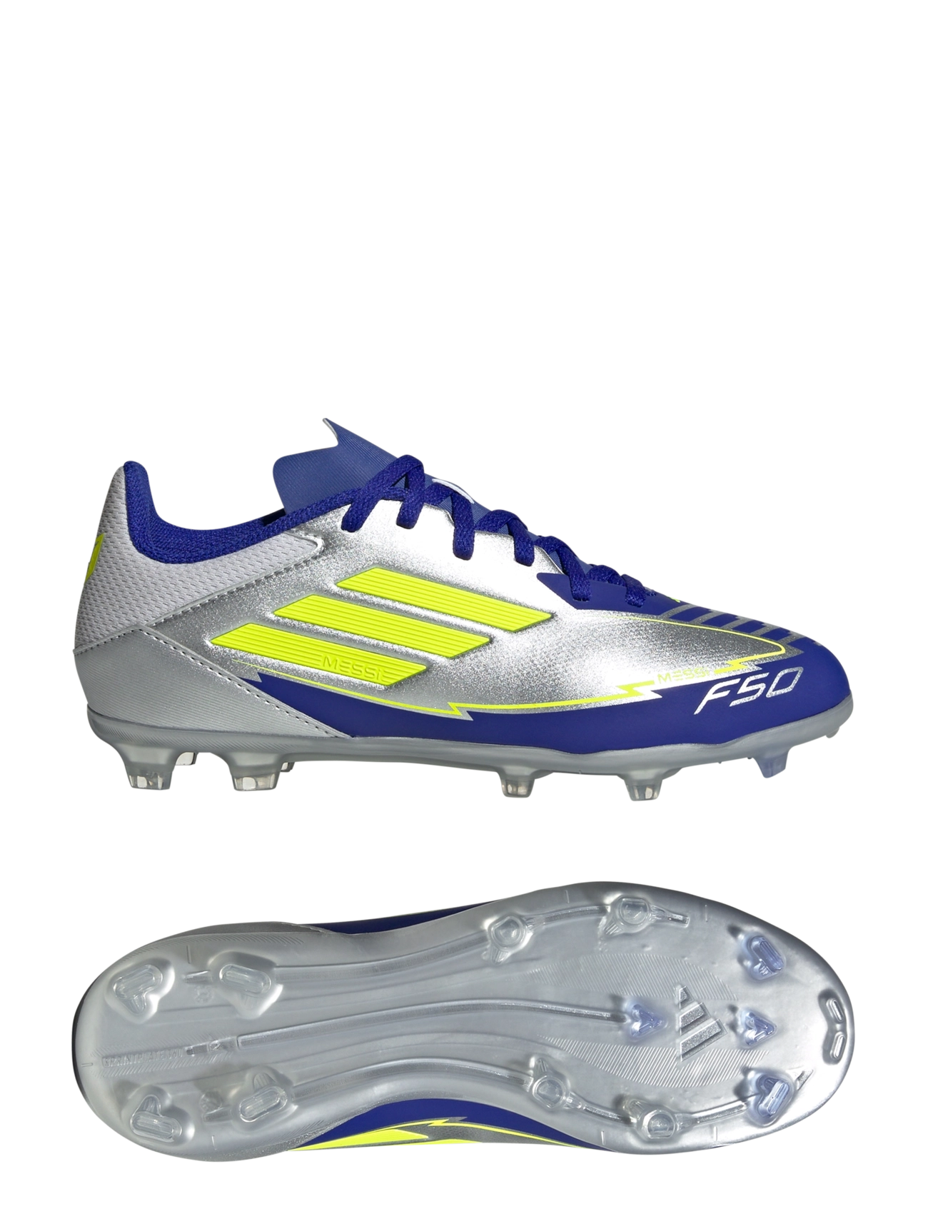 adidas Performance F50 LEAGUE FG/MG J MESSI - Spordijalatsid - SILVMT/SYELLO/LUCBLU / silver
