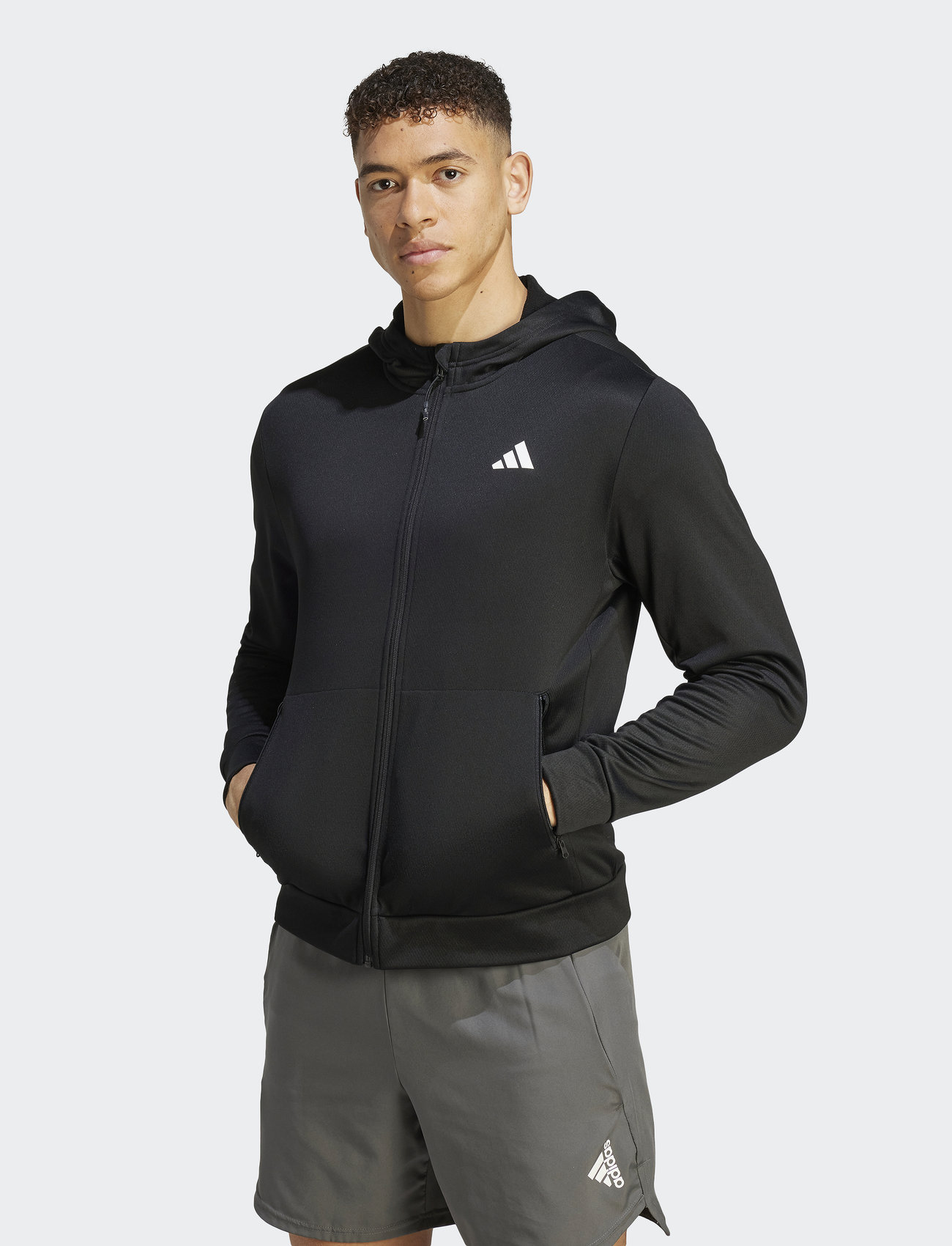 adidas Performance - Train Essentials Seasonal Training Full-Zip Hoodie - džemperiai su gobtuvu - black/white - 0