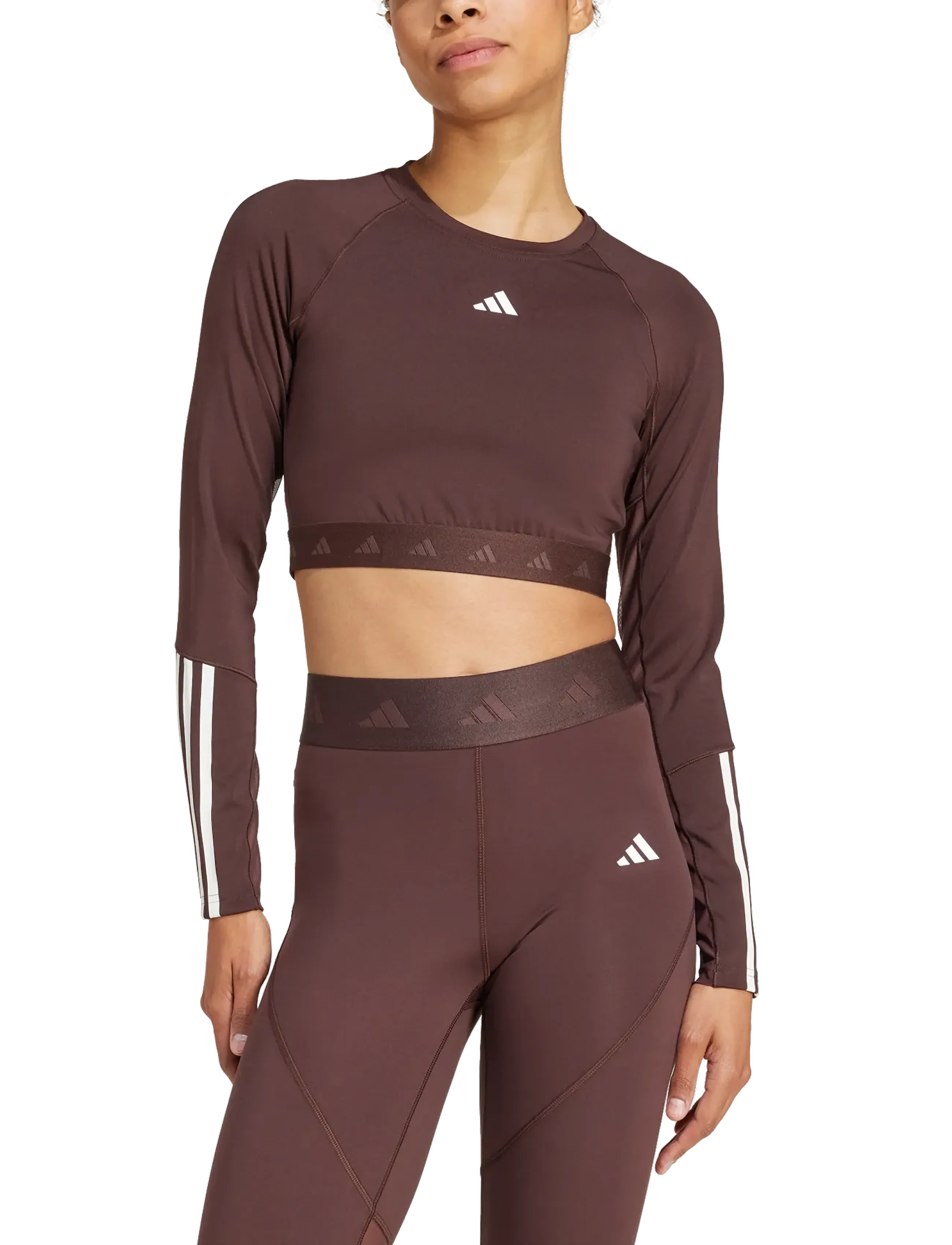 adidas Performance Hyglm Cro Ls, M, Burgundy, Crop Overdele > Crop Overdele Med Lange Ærmer, Dame