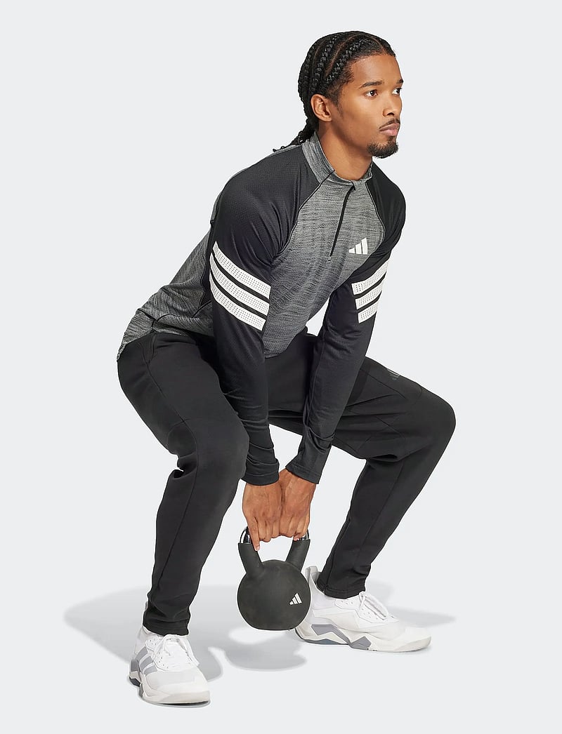 adidas Performance - GYM+ 3S 1/4 ZIP - fleece & midlayer - blckme/white - 3