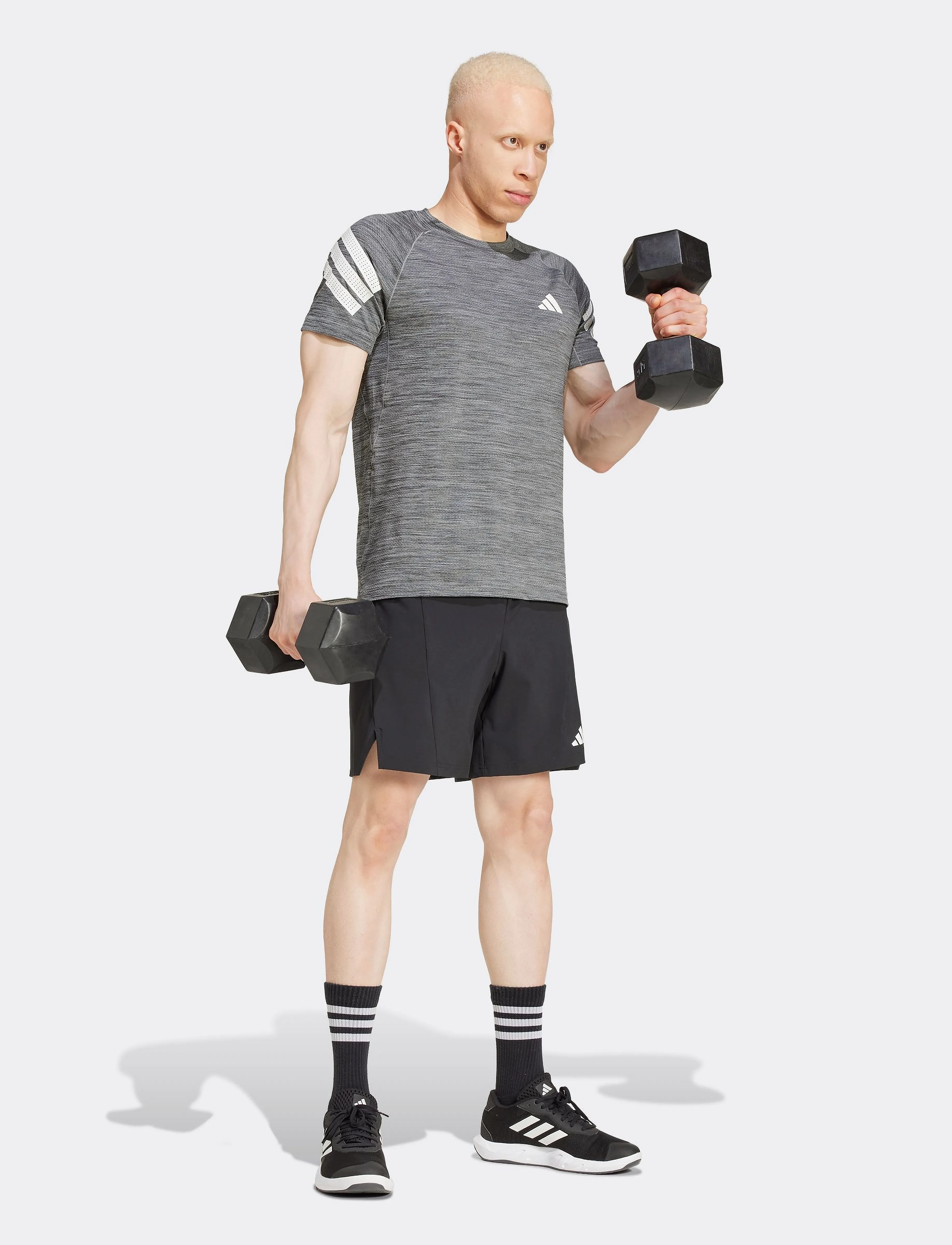 adidas Performance Gym+ 3S Tee, Mænd, Trænings T-Shirt, Grå, Str: XXL