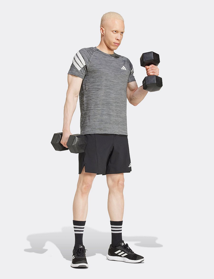 adidas Performance - GYM+ 3S TEE - stuttermarbolir - blckme/white - 0