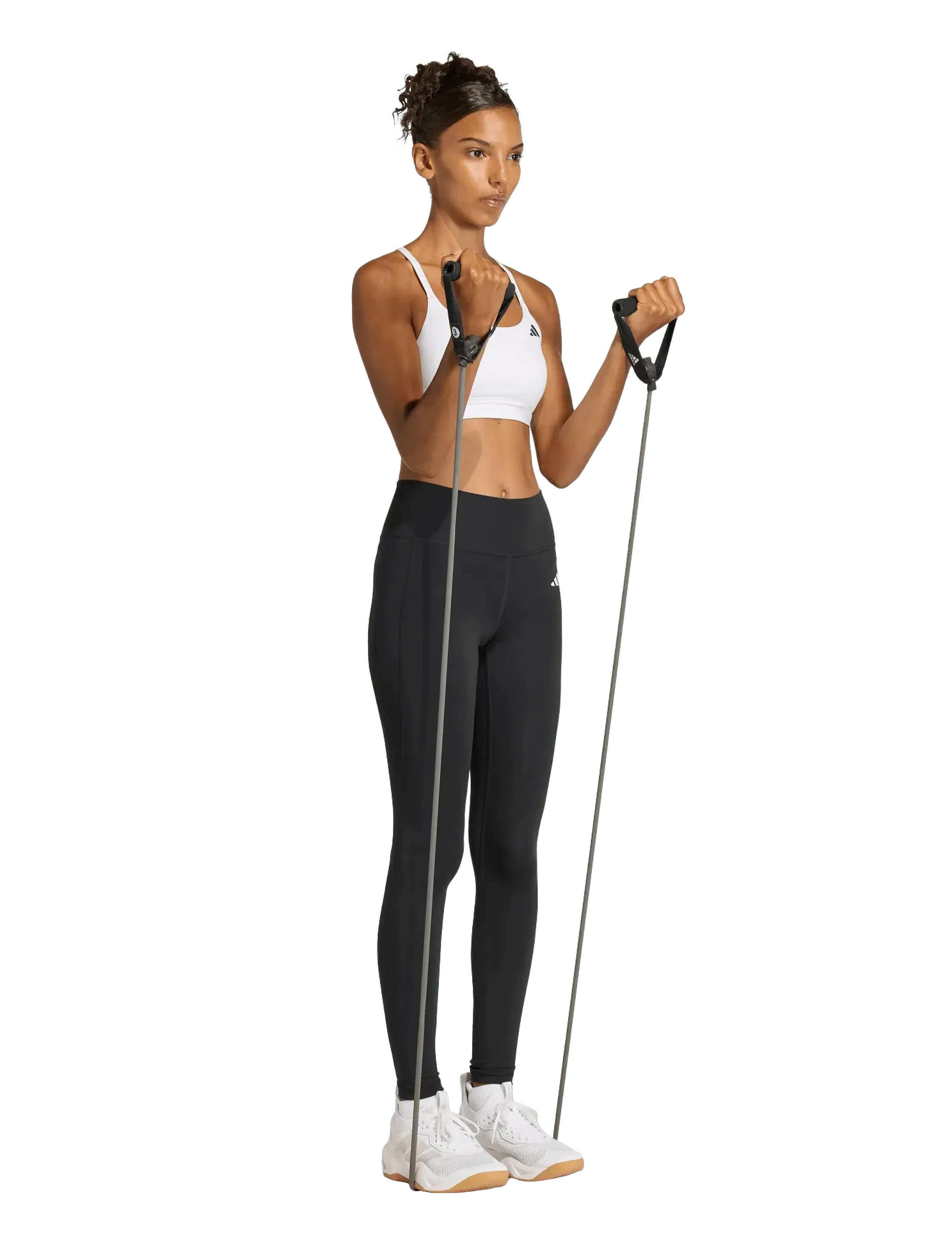 adidas Performance Opt Ess Ls Bra, L, White, Sport Clothing > Sport Bras - All, Dame