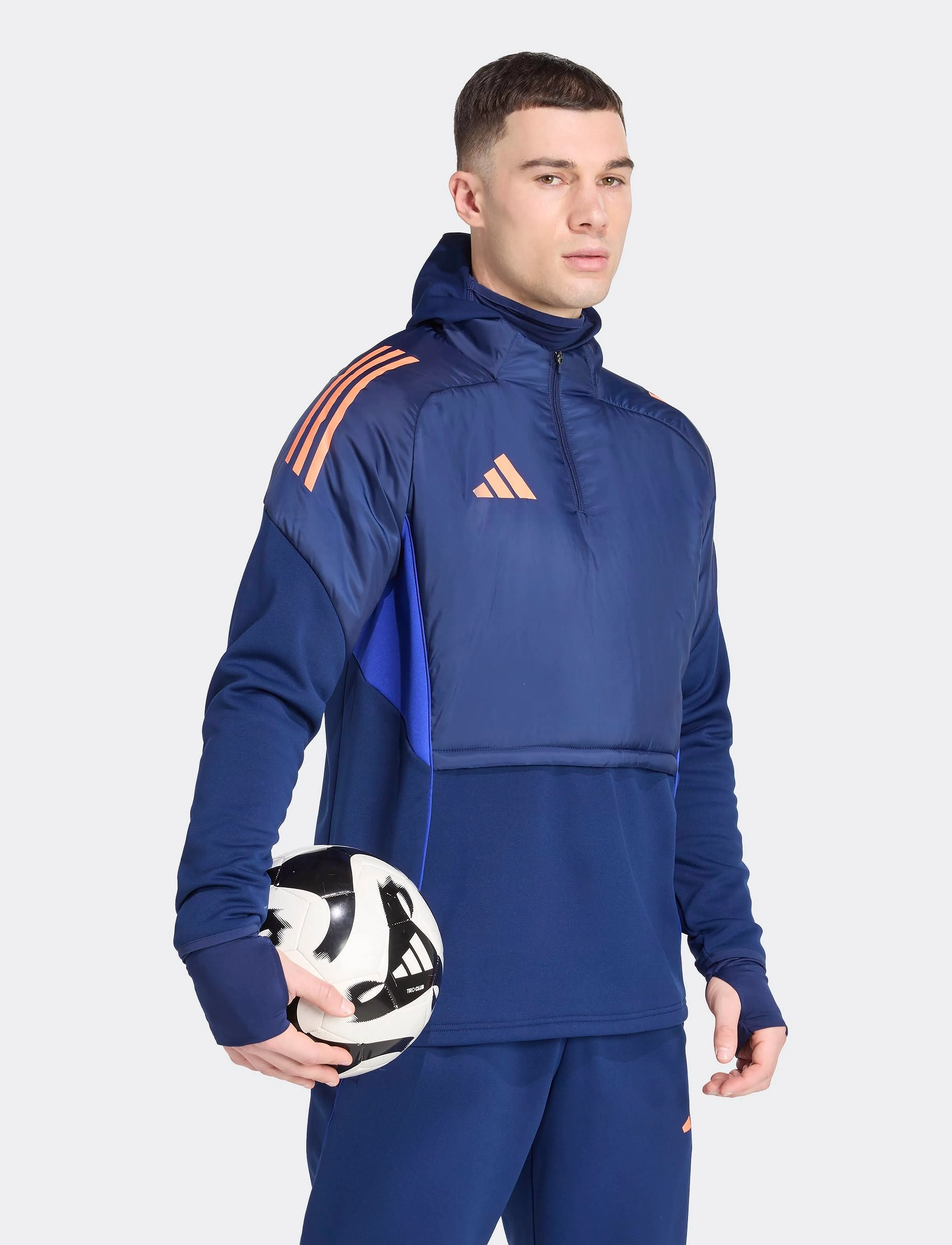 adidas Performance Tiro25C Wintop, Træningstrøje Med Halv Lynlås, Blå, Str: XXL