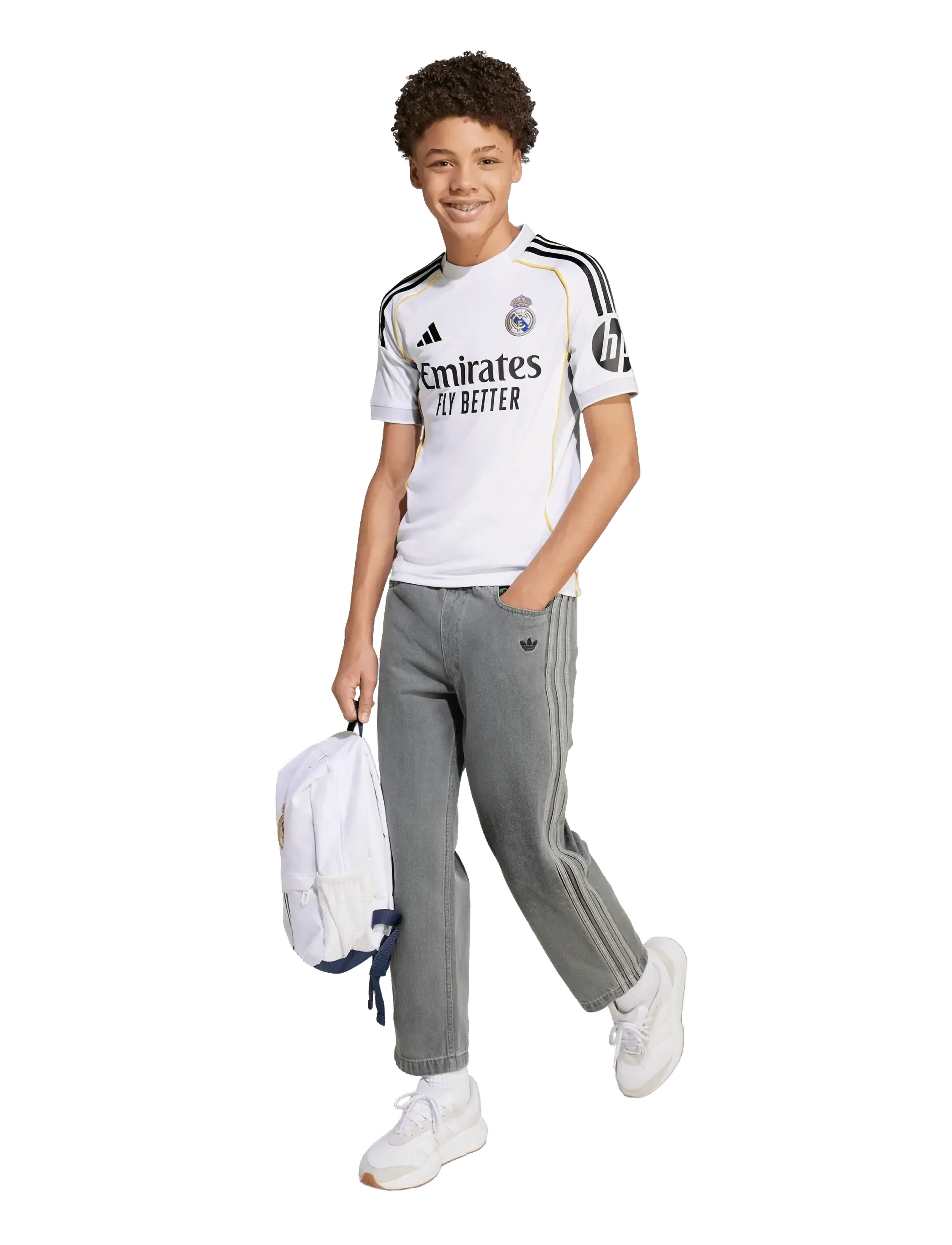 adidas Performance Real H Jsy Y, 164, White, T-Shirts > Fodboldtrøjer, Børn
