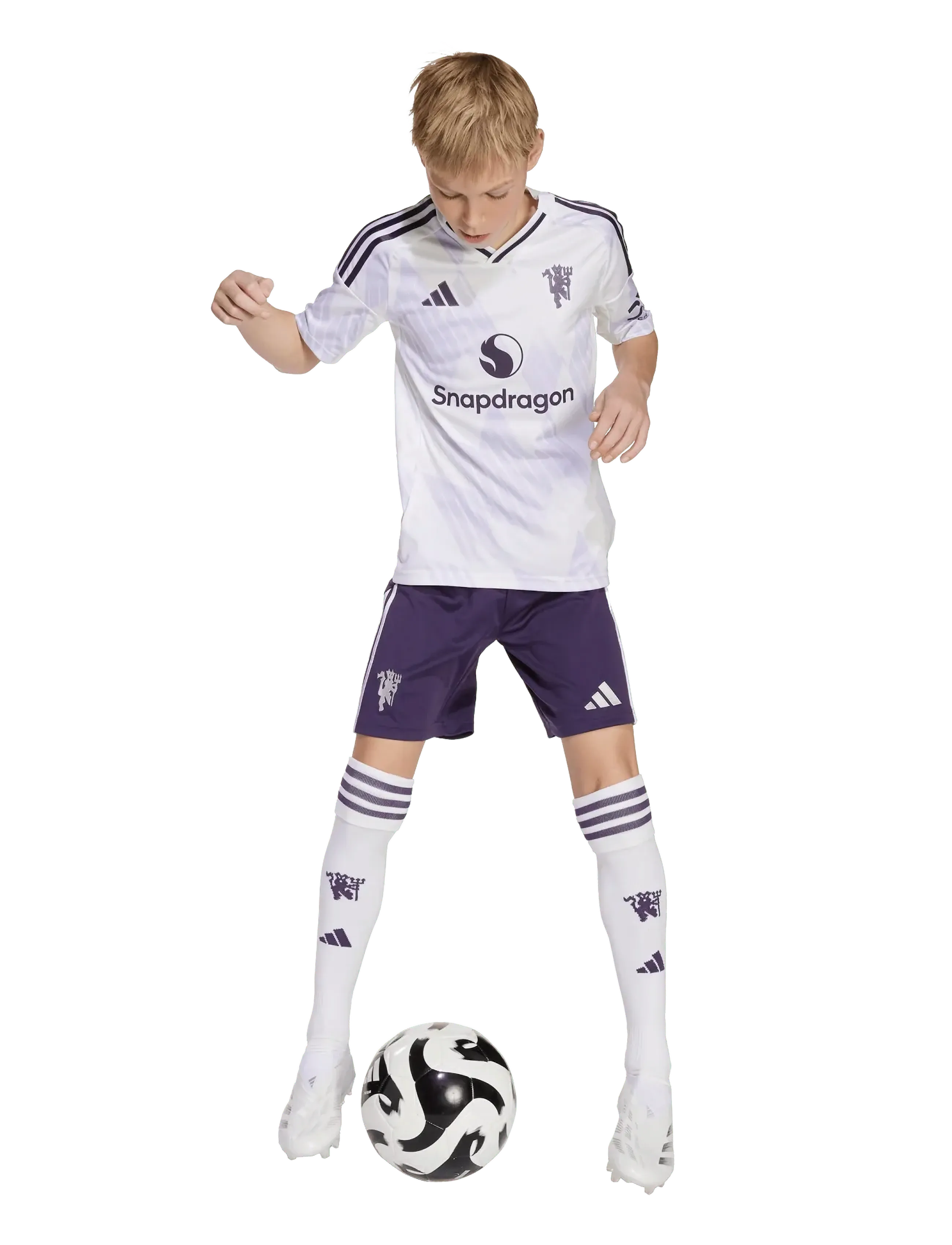 adidas Performance Manchester United F.c. Away Jersey Youth, 140, White, T-Shirts > Fodboldtrøjer, Børn