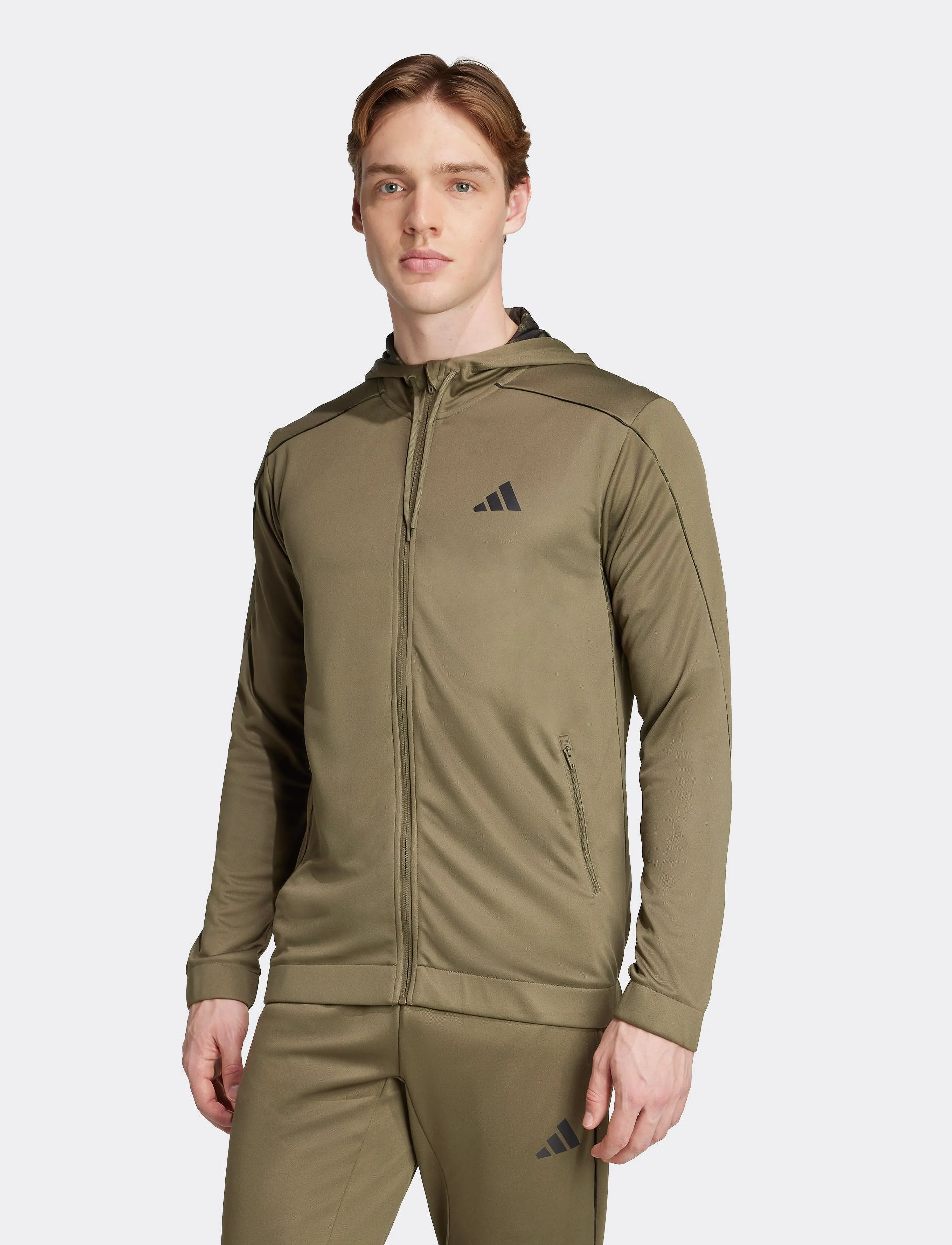 adidas Performance Sea Fz Hd, Mænd, Hættetrøje med Lynlås, Kakigrøn, Str: M