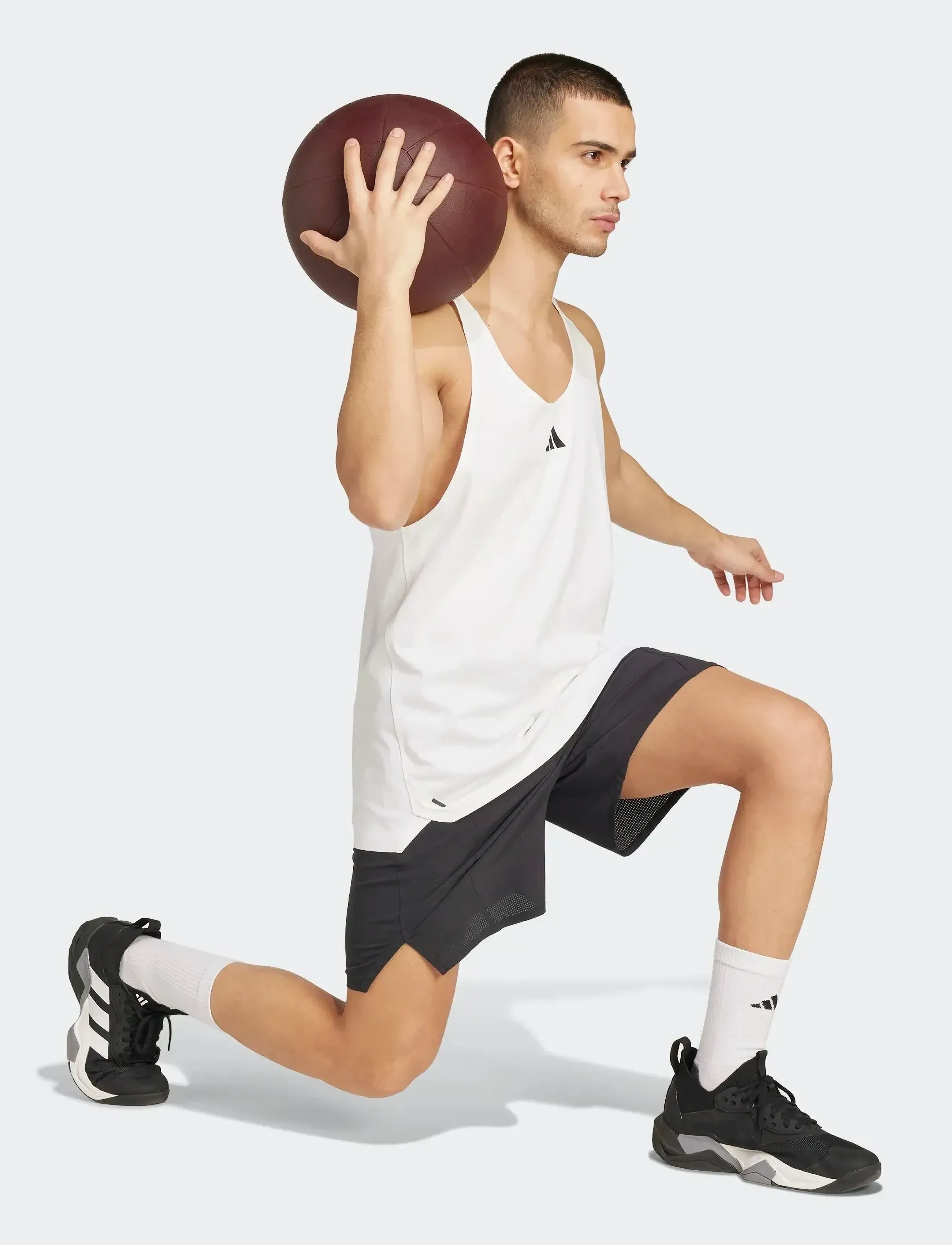 adidas Performance Power Stringer, XXL, White, Sport Overdele > Sport Tank Overdele, Herre