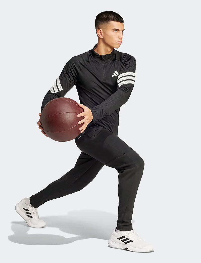 adidas Performance - GYM+ 3S 1/4 ZIP - fleece & mellanlager - black/white - 0