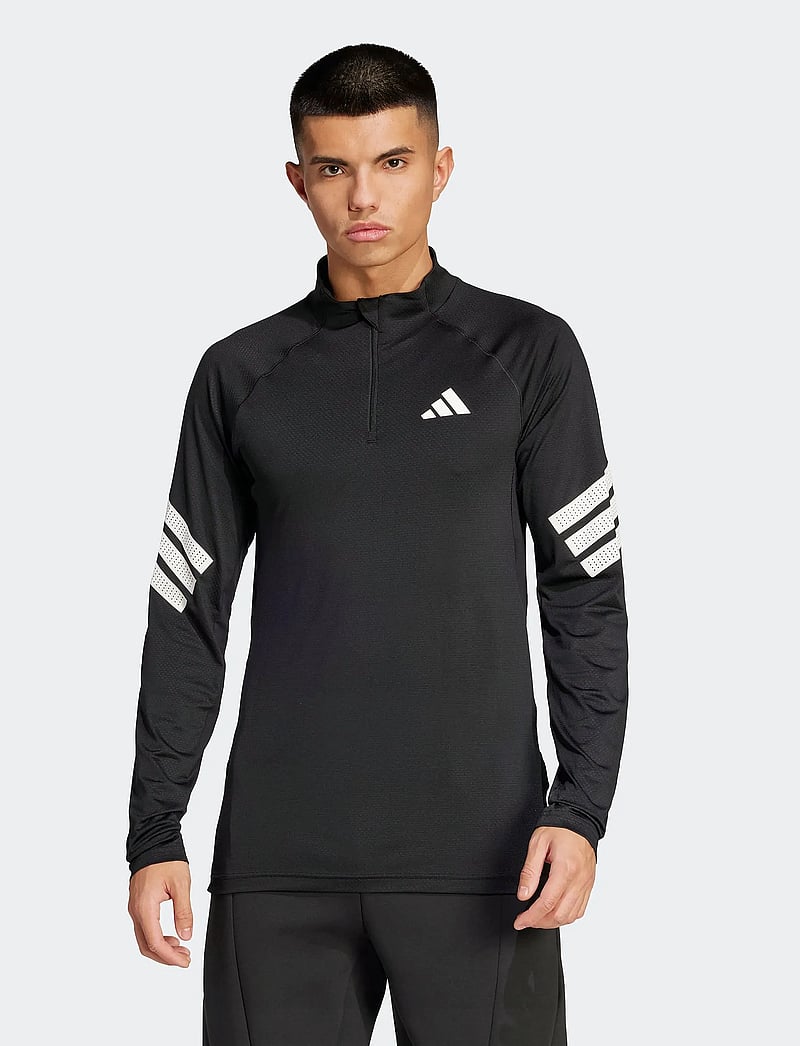 adidas Performance - GYM+ 3S 1/4 ZIP - fleece & mellanlager - black/white - 4