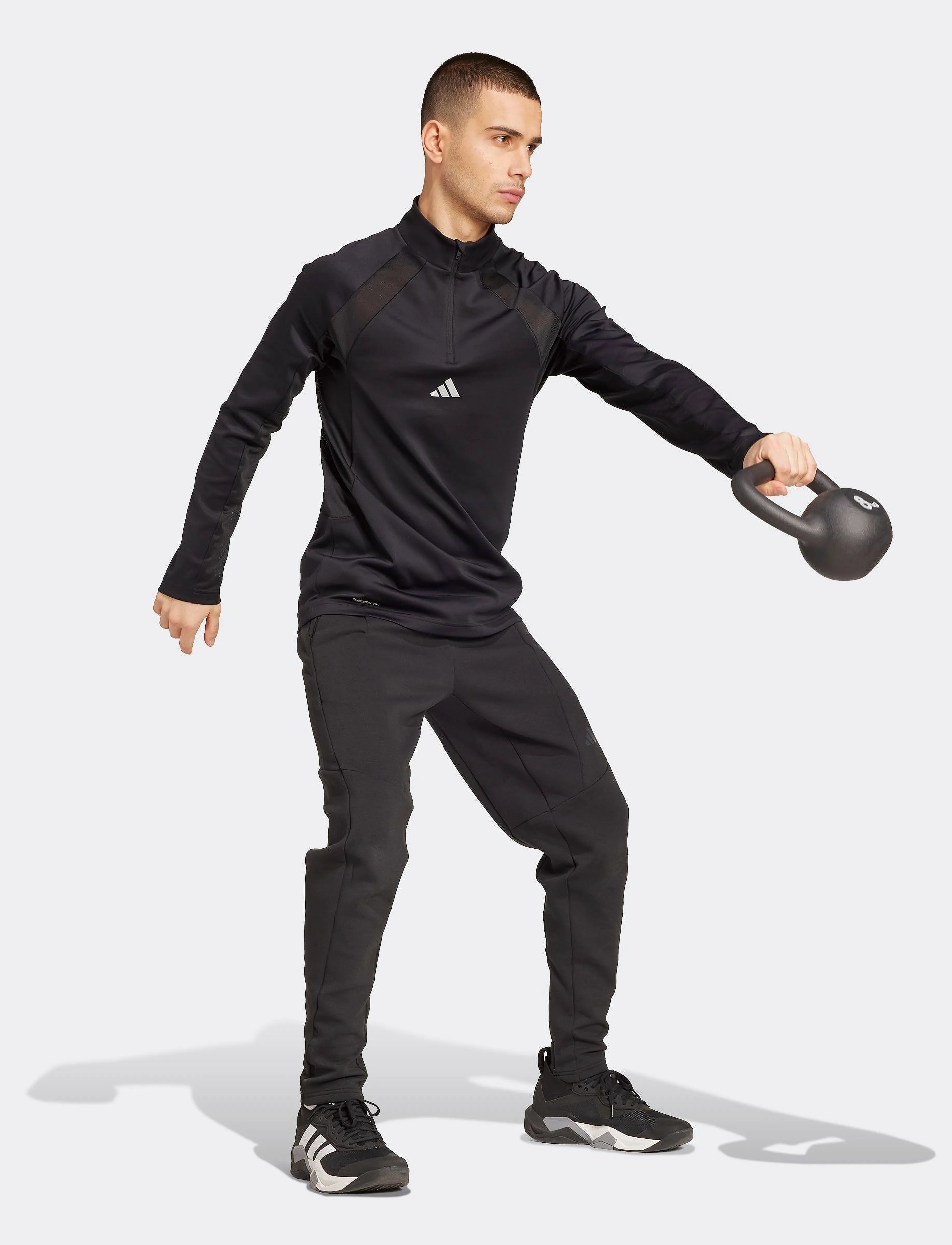 adidas Performance Tech App 1/4 Z, Mænd, Kvart Lynlås Trøje, Sort, Str: S