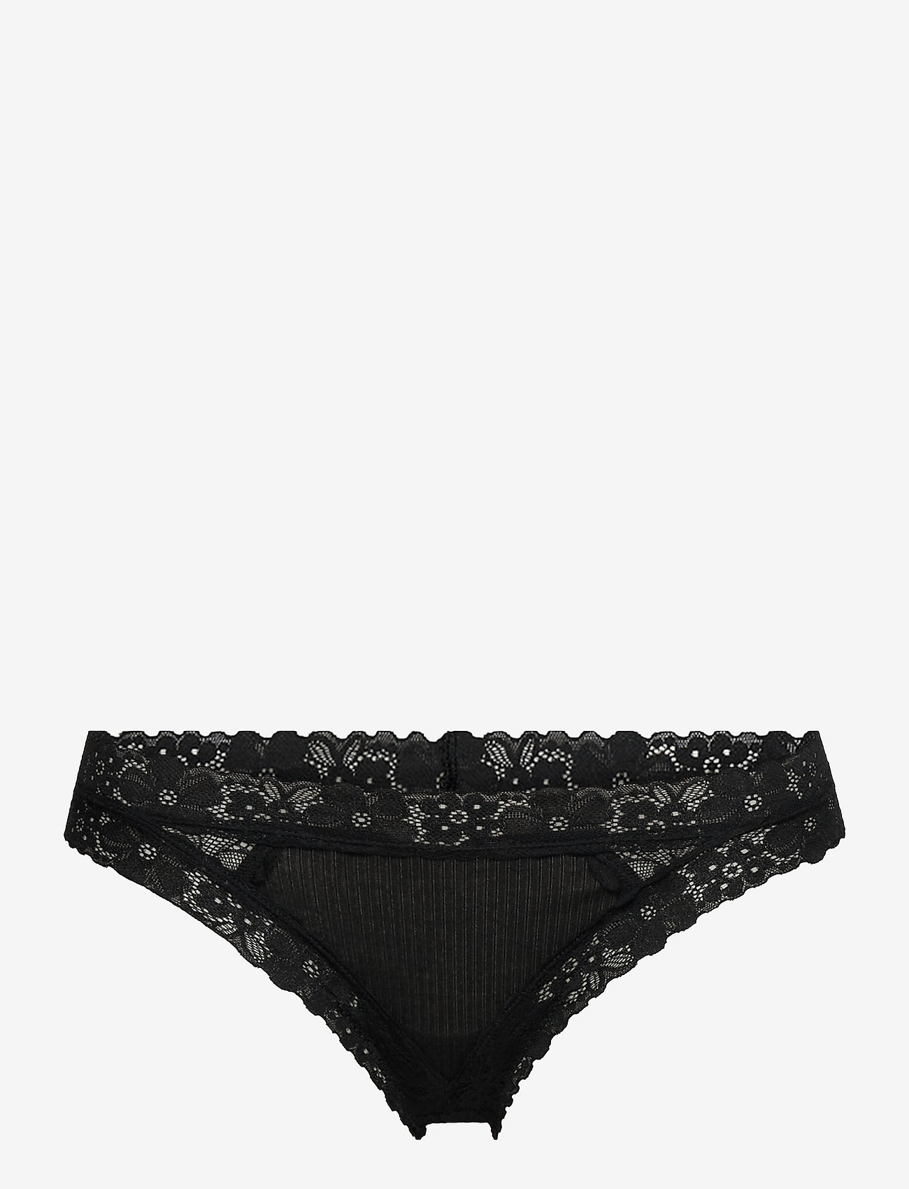 Aerie - CRAFT LACE PANEL THONG - true black - 0