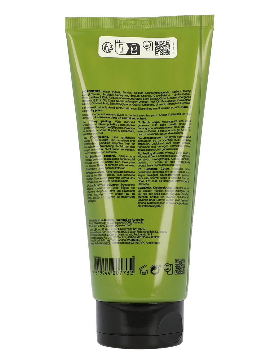 Aesop - Geranium Leaf Body Scrub - skrubb & exfoliators - kropp - clear - 1