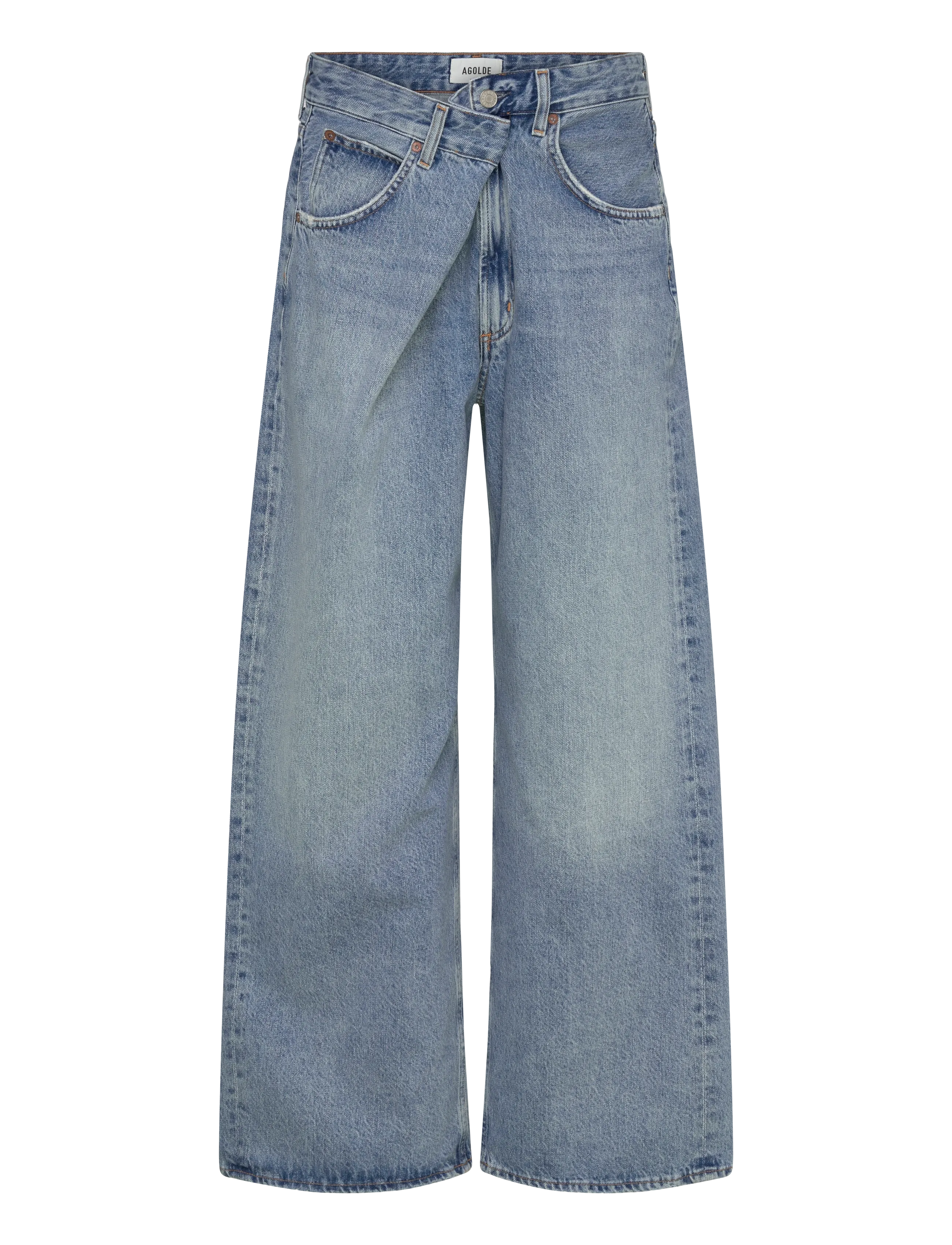 Agolde Vana Fold Jeans, Kvinder, Slå Om Talje Wide Leg Jeans, Blå, Str: 25