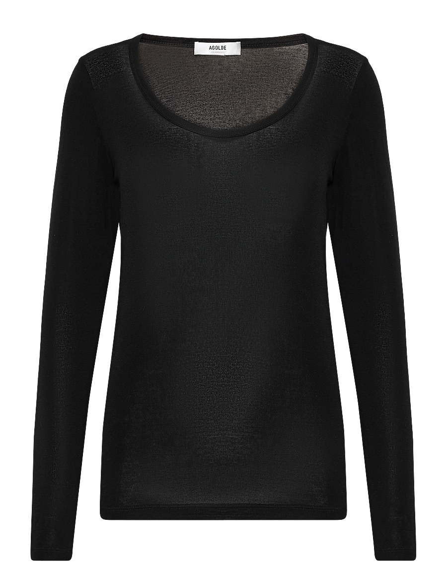 Agolde - COREY SCOOP NECK TEE - langærmede toppe - black - 1