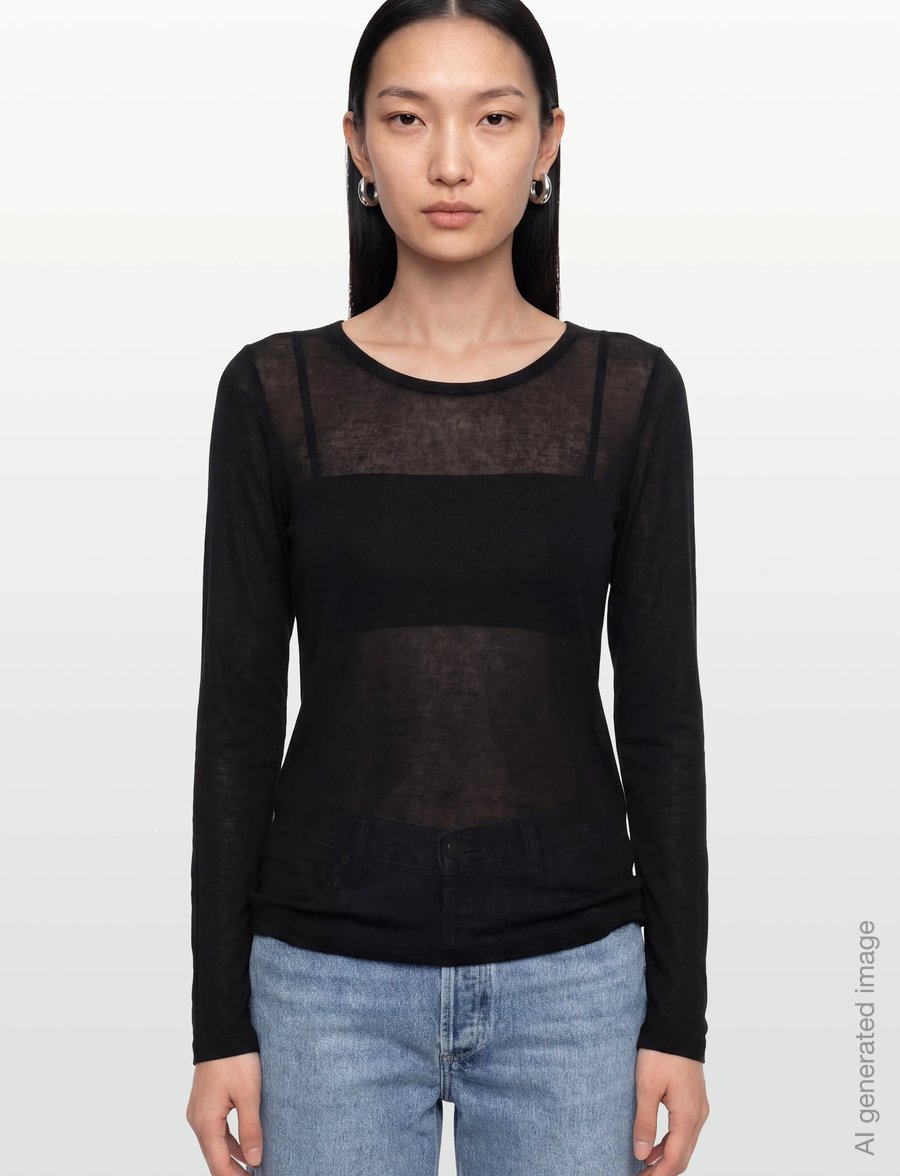 Agolde - COREY SCOOP NECK TEE - langærmede toppe - black - 3