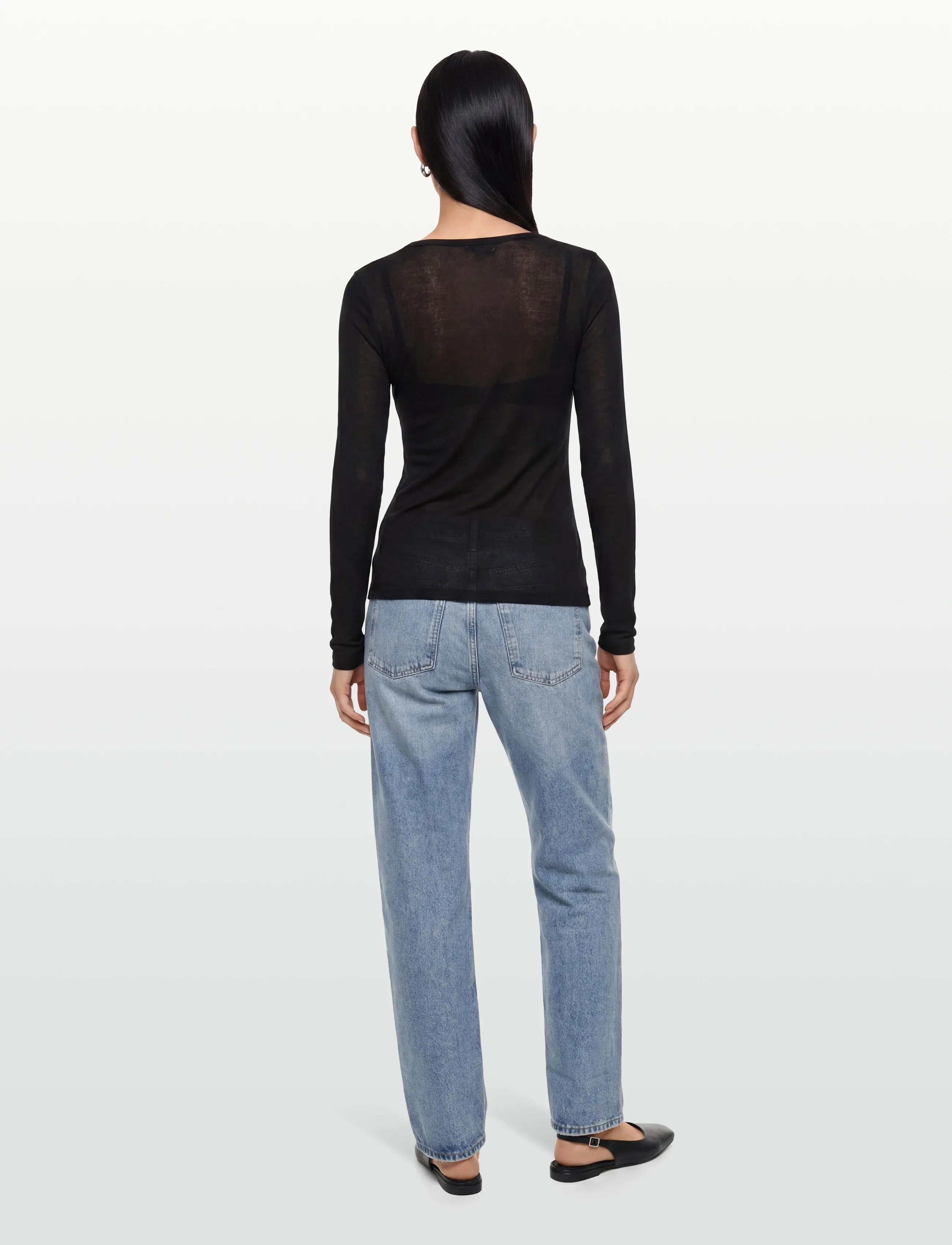 Agolde - COREY SCOOP NECK TEE - pikkade varrukatega topid - black - 4