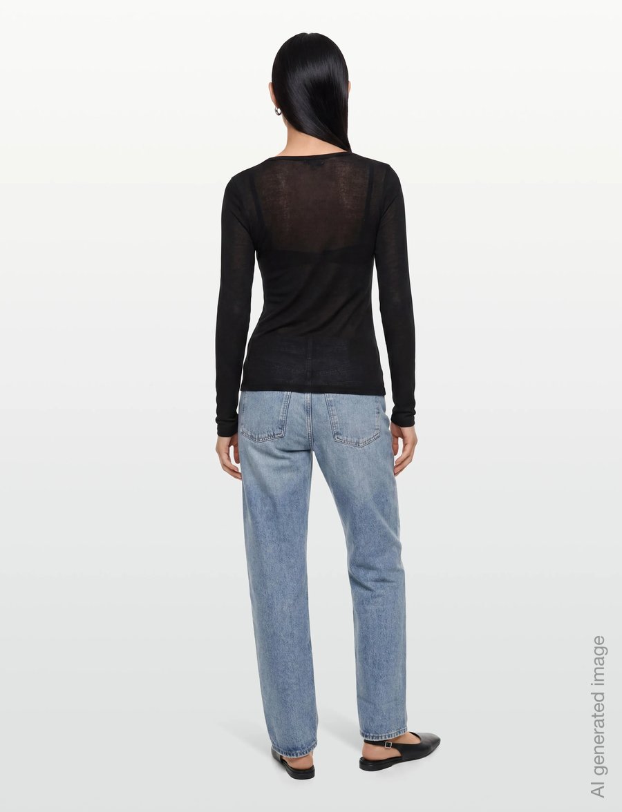 Agolde - COREY SCOOP NECK TEE - langærmede toppe - black - 4