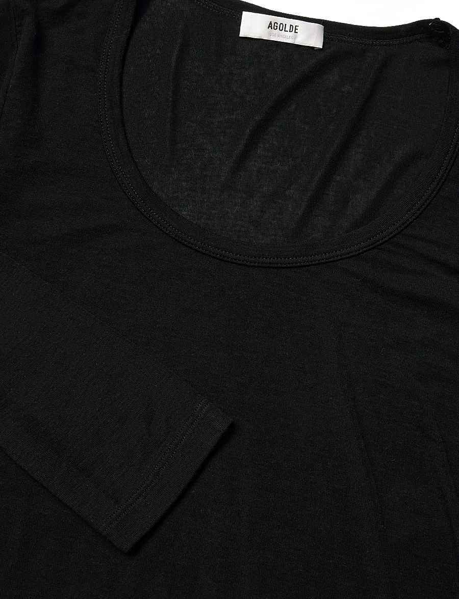 Agolde - COREY SCOOP NECK TEE - langærmede toppe - black - 5