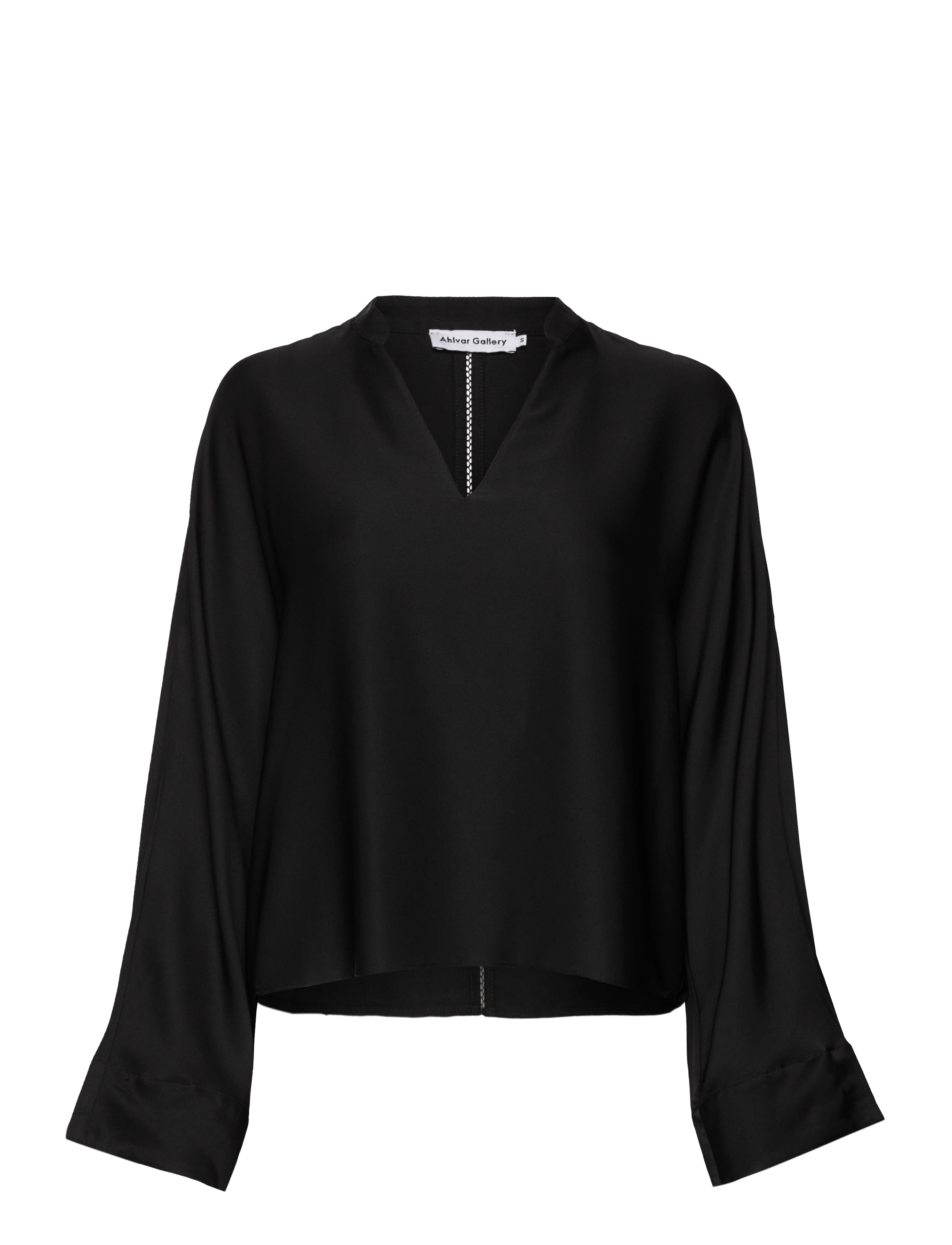 Ahlvar Gallery Nina v-neck silk blouse - Bluser - BLACK / black