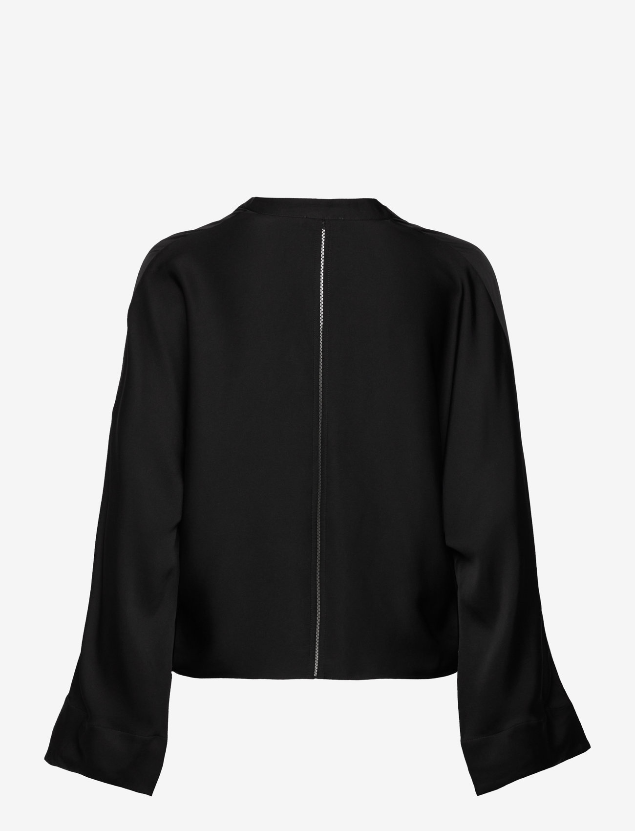 Ahlvar Gallery - Nina v-neck silk blouse - långärmade blusar - black - 2