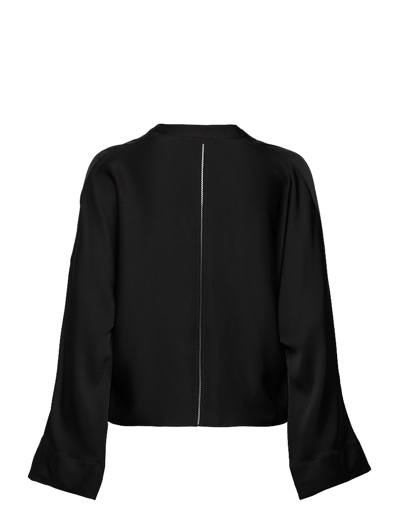 Ahlvar Gallery - Nina v-neck silk blouse - långärmade blusar - black - 2
