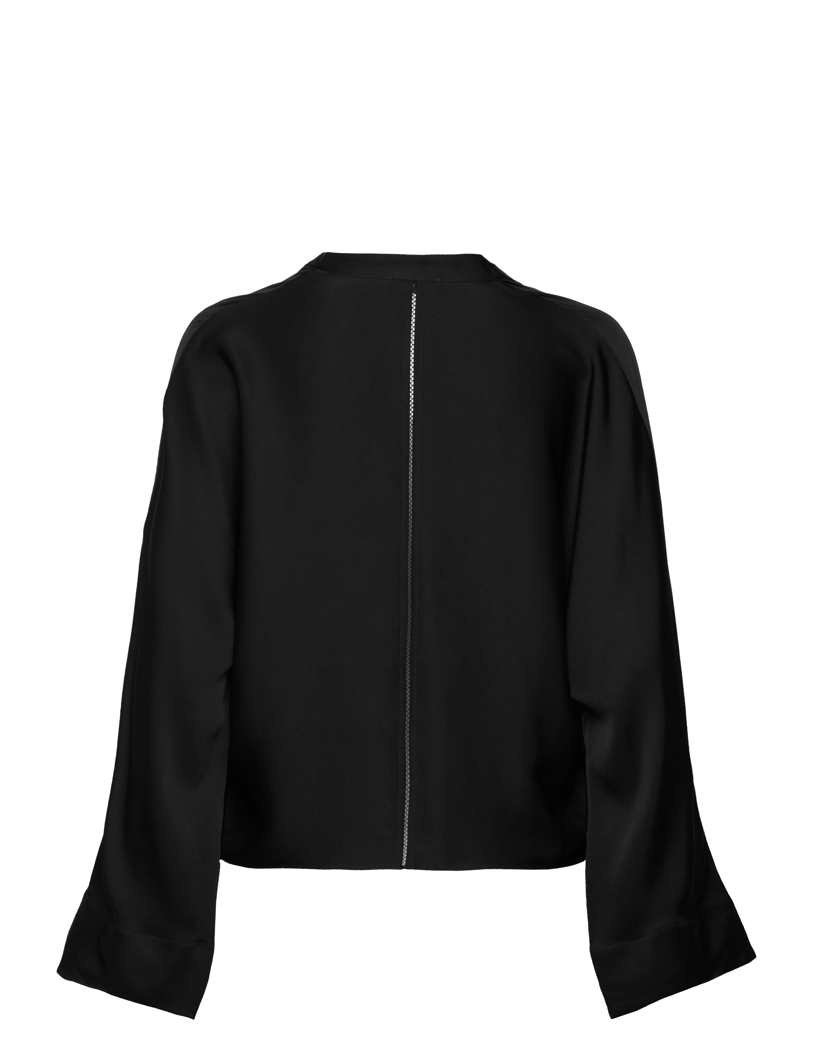 Ahlvar Gallery - Nina v-neck silk blouse - långärmade blusar - black - 2