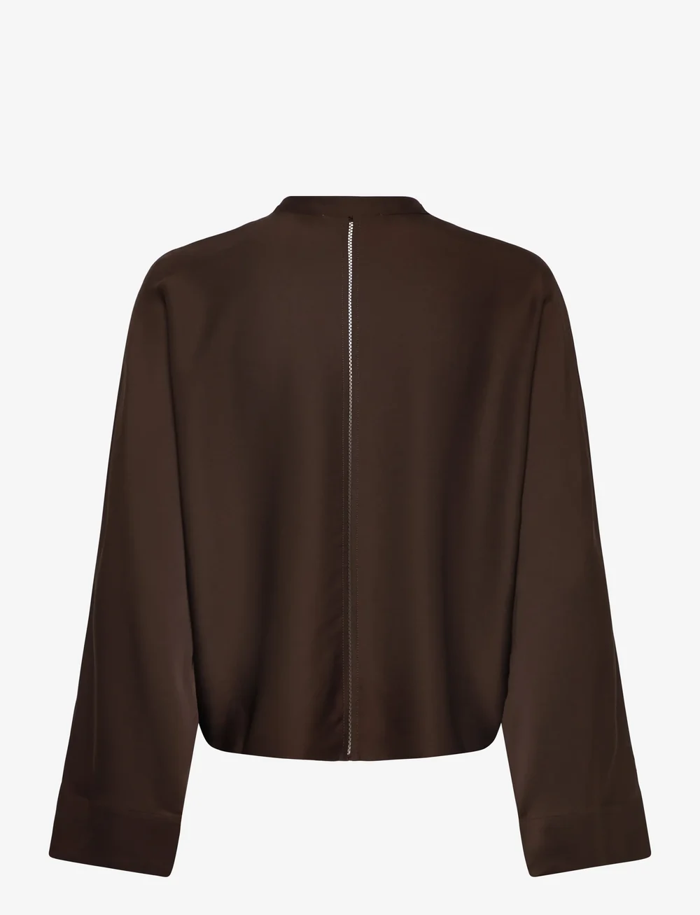 Ahlvar Gallery - Nina v-neck silk blouse - långärmade blusar - dark brown - 2