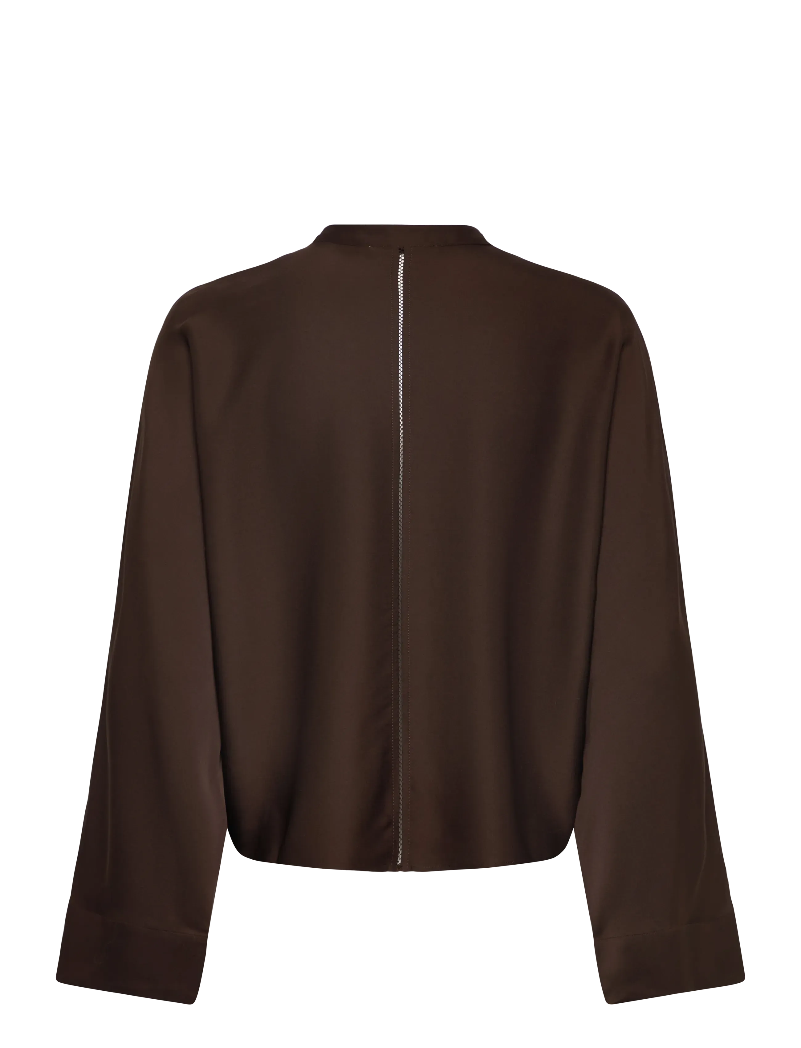 Ahlvar Gallery - Nina v-neck silk blouse - langerma blússur - dark brown - 2